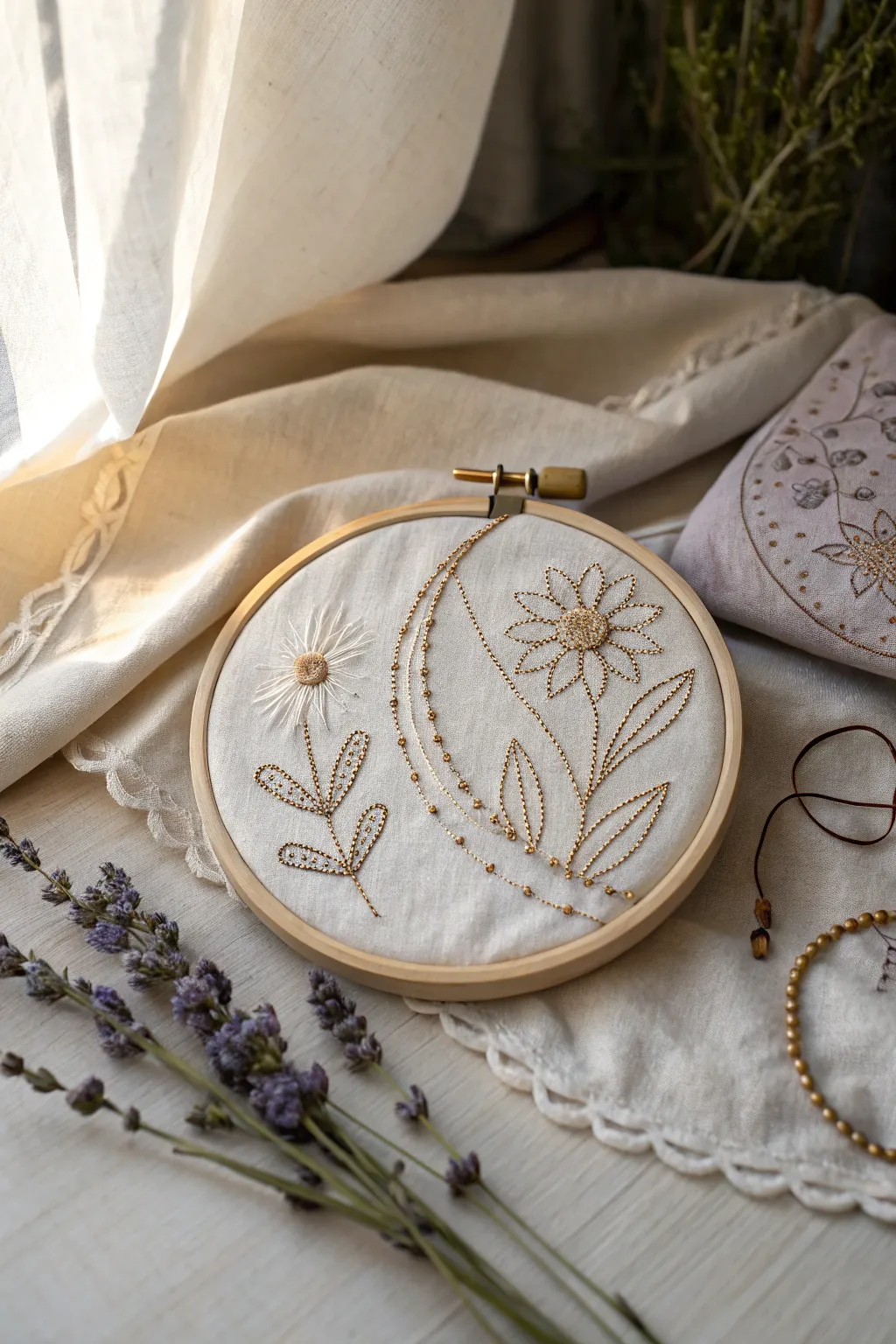 Crafted with care: Discover the beauty of handmade embroidery hoop ornaments.