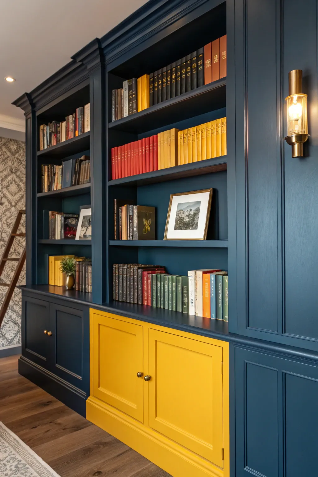 Add a bold statement to your space with color-blocked shelves that make your books stand out.