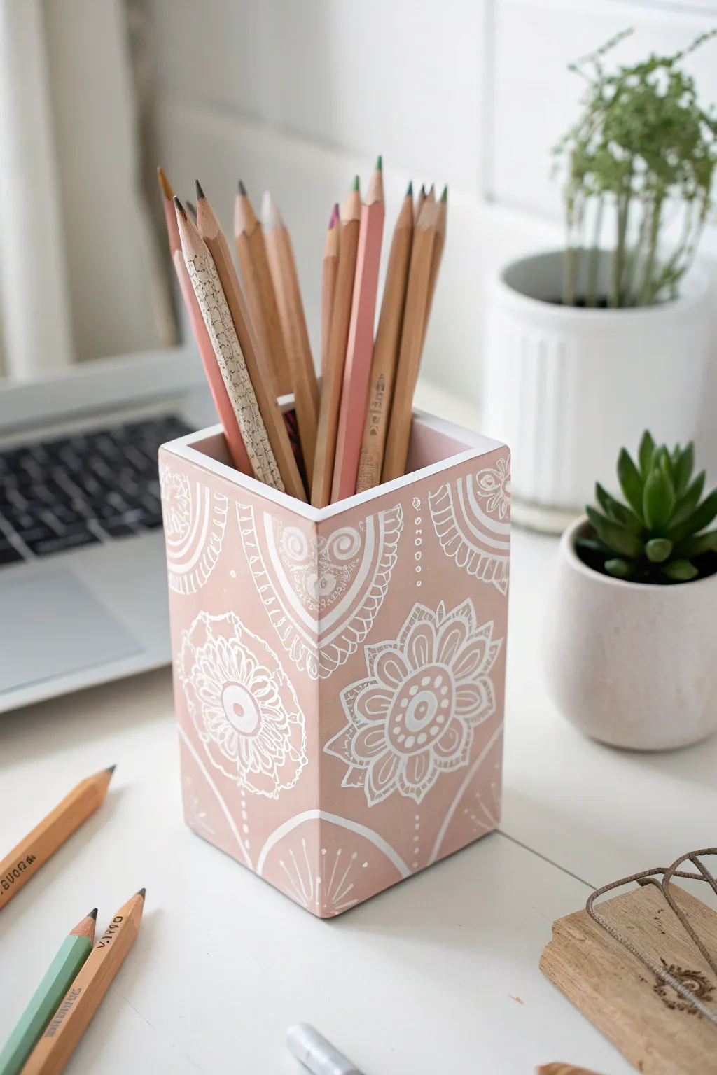 Elevate your workspace with this chic, eco-friendly pencil holder. Who knew recycling could look so good?