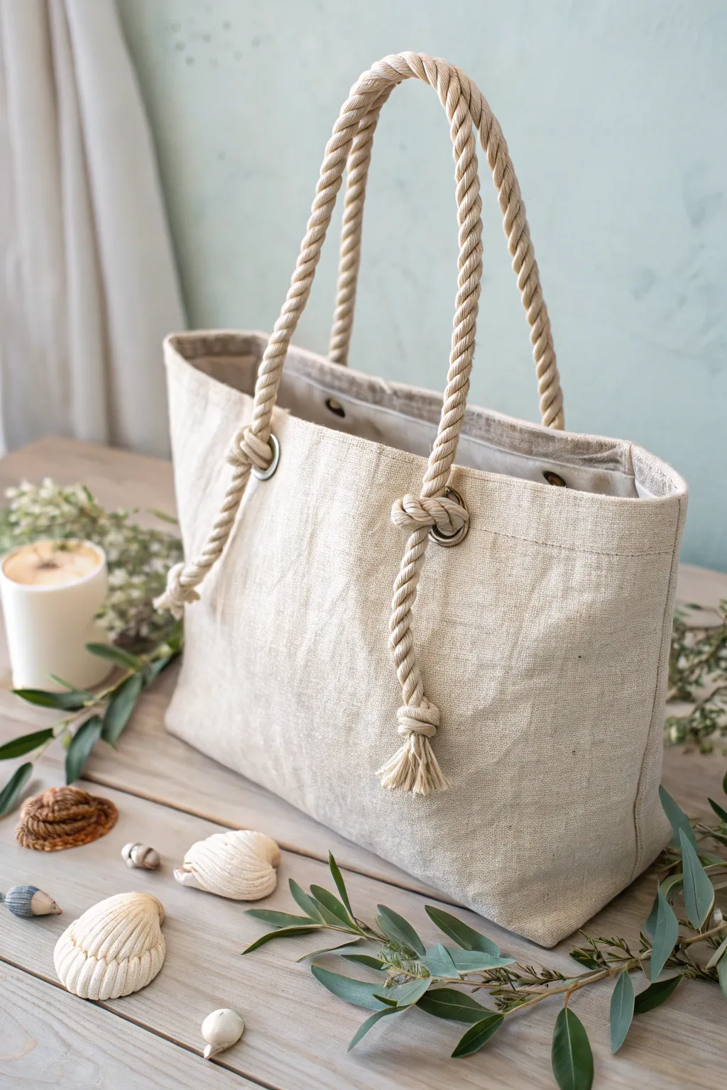 Embrace nautical elegance with this DIY rope handled market bag, perfect for those who value simplicity and craftsmanship.