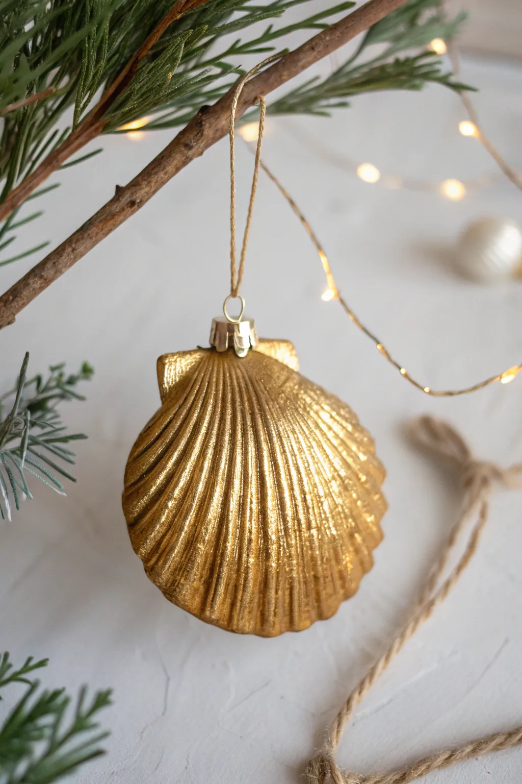 Elevate your holiday decor with the elegance of golden seashell bells.
