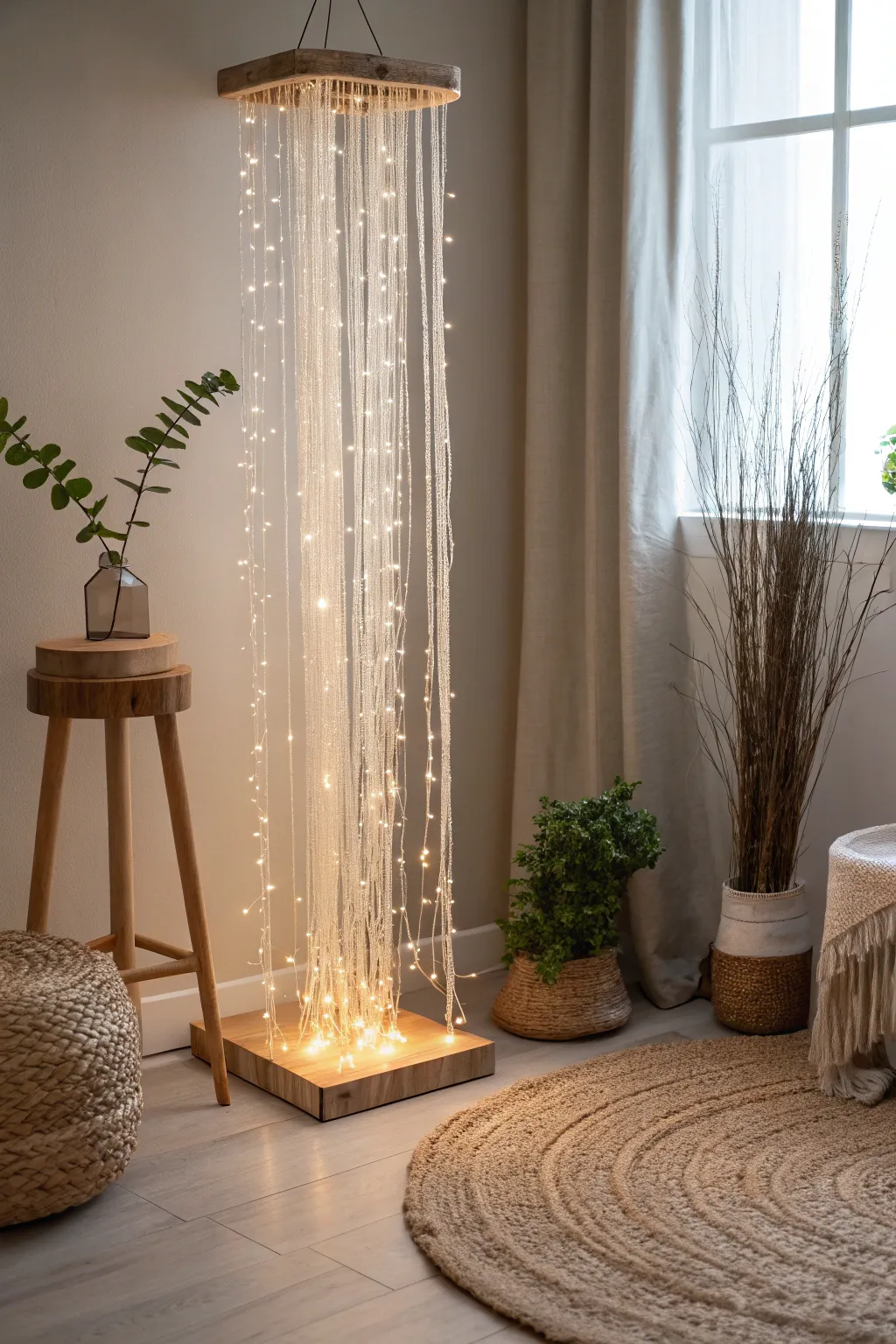 Add a sprinkle of magic to your space with this enchanting DIY fiber optic light display. ✨ #ScandiBoho #DIYMagic