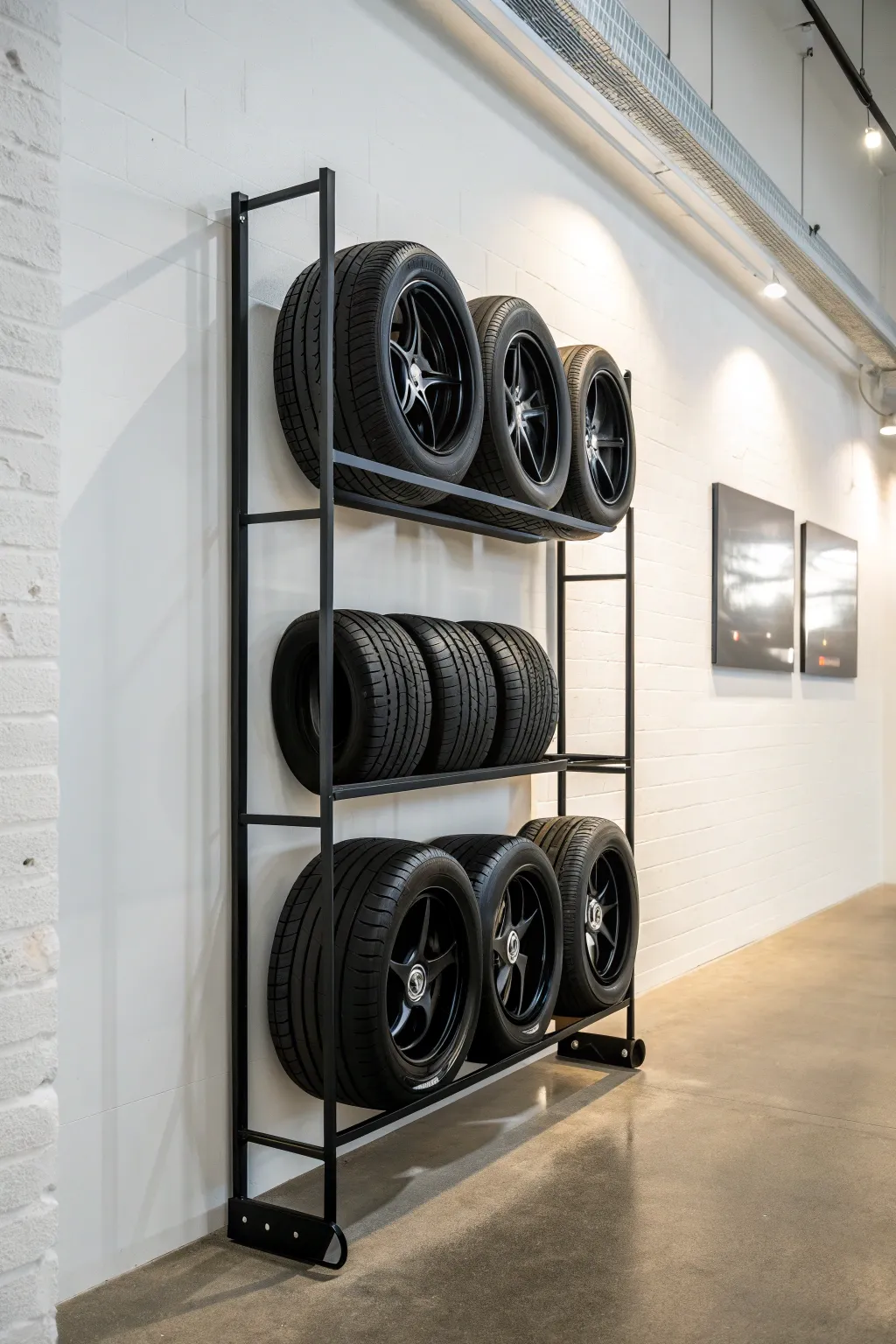 Elevate your space with a floating tire shelf—where industrial design meets modern elegance.