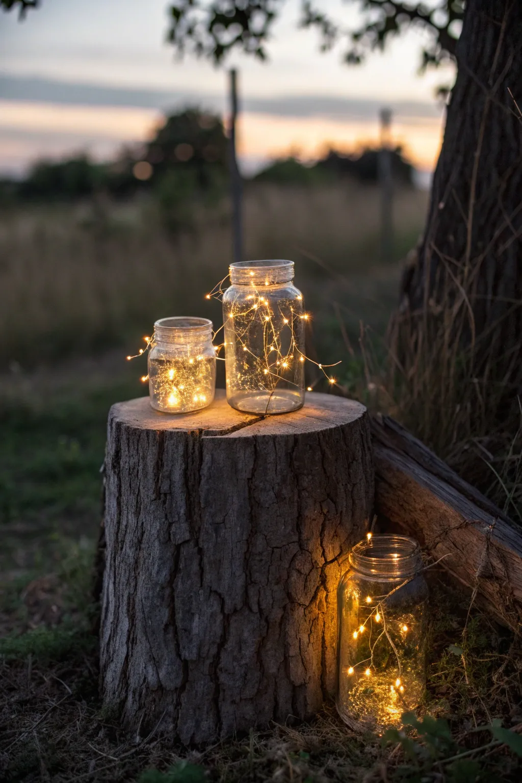Transform your garden with enchanting stump lights that capture the magic of fireflies.