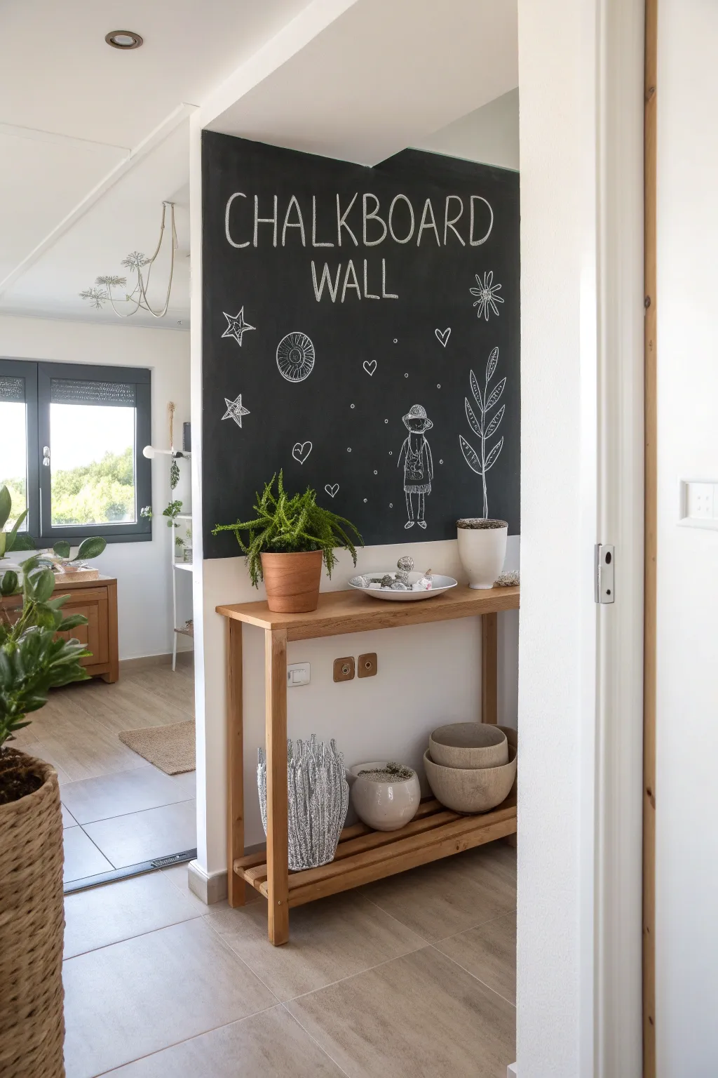 Unleash your creativity with a stunning chalkboard wall—perfect for adding a personal touch to your space.