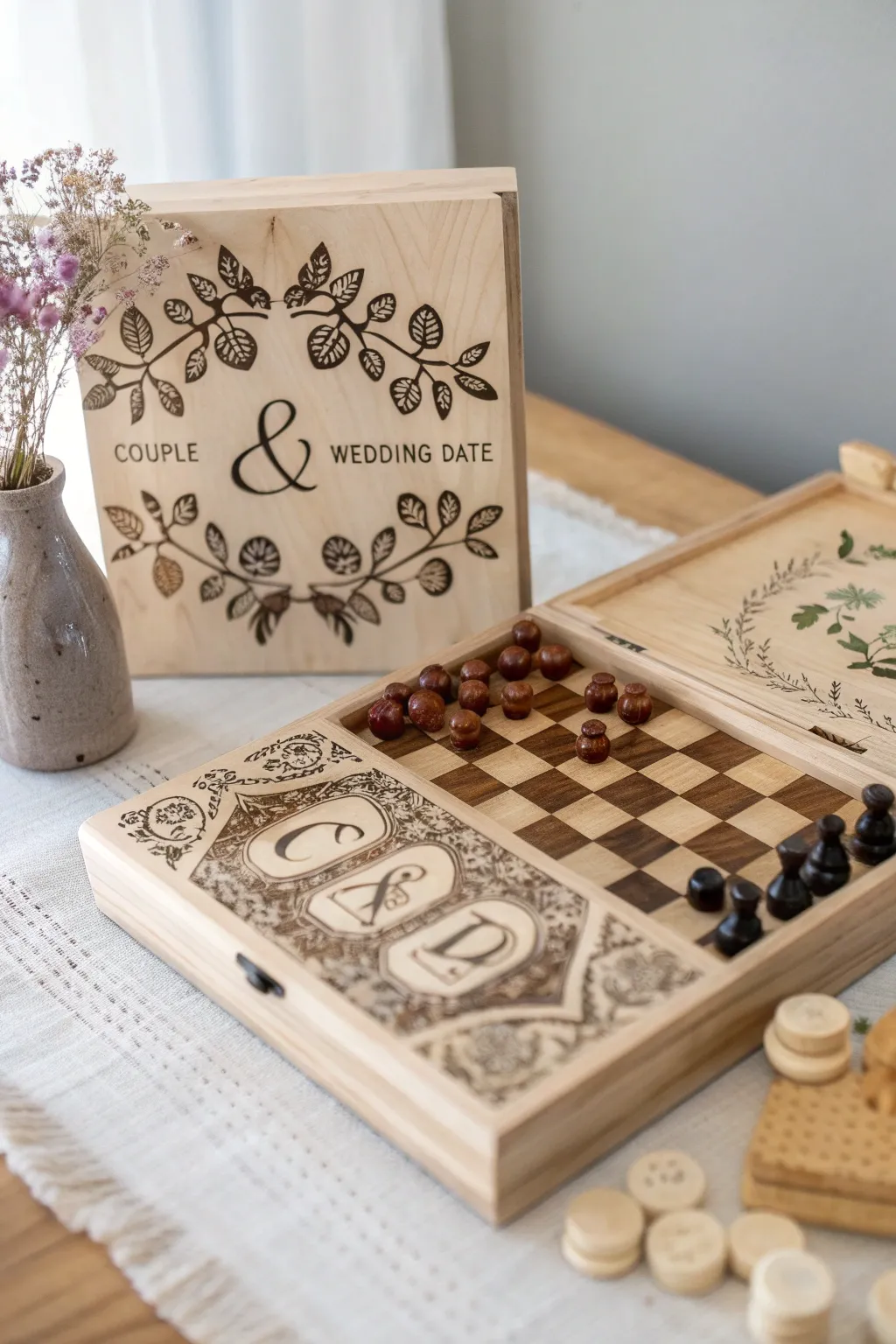 A personalized board game: a unique and thoughtful gift capturing the couple's love story in every detail.