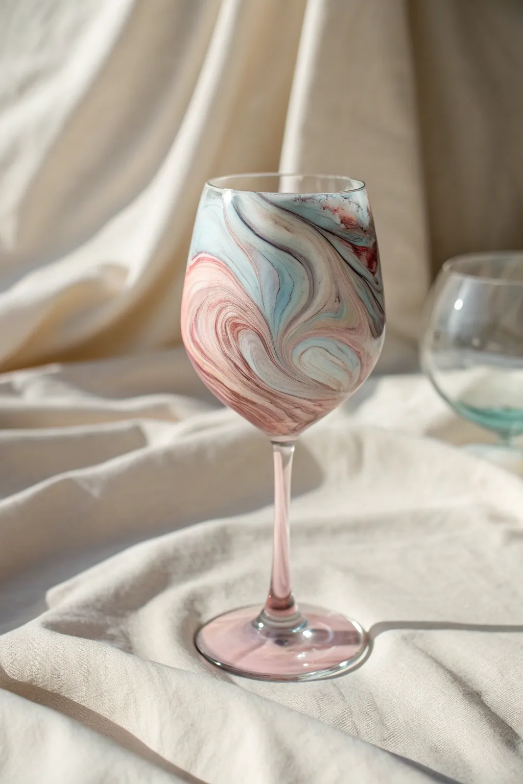 Transform your wine glasses into marble masterpieces with a swirl of pastel elegance.