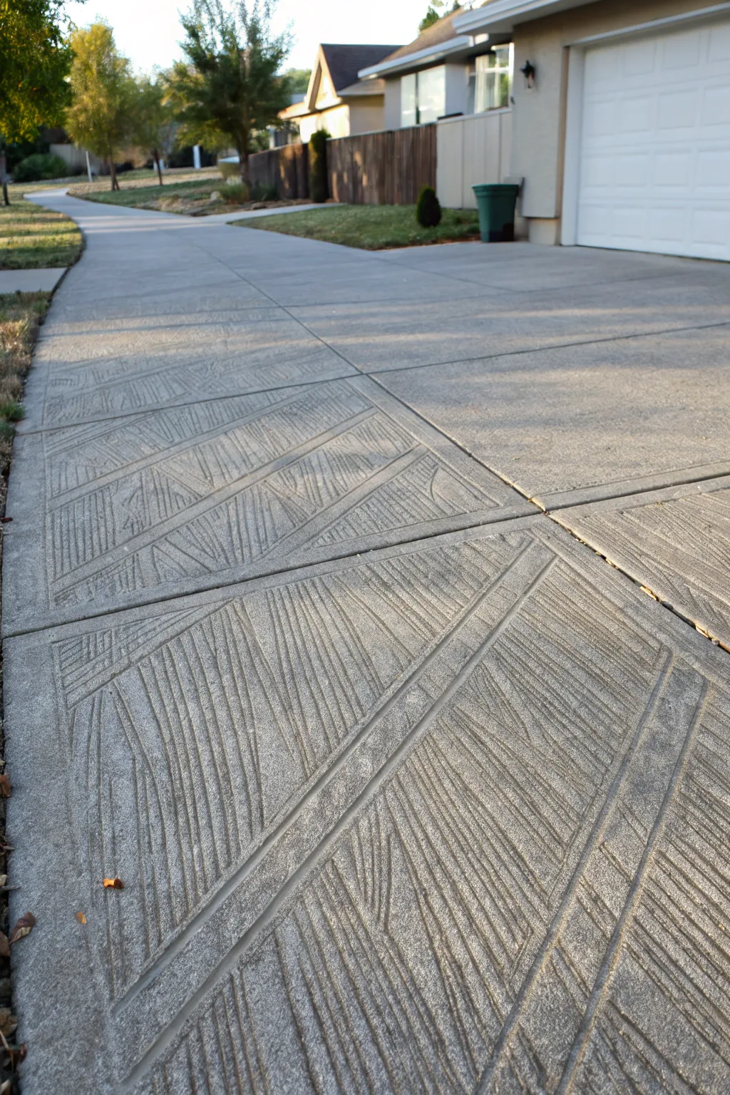 A driveway with a classic broom finish.
