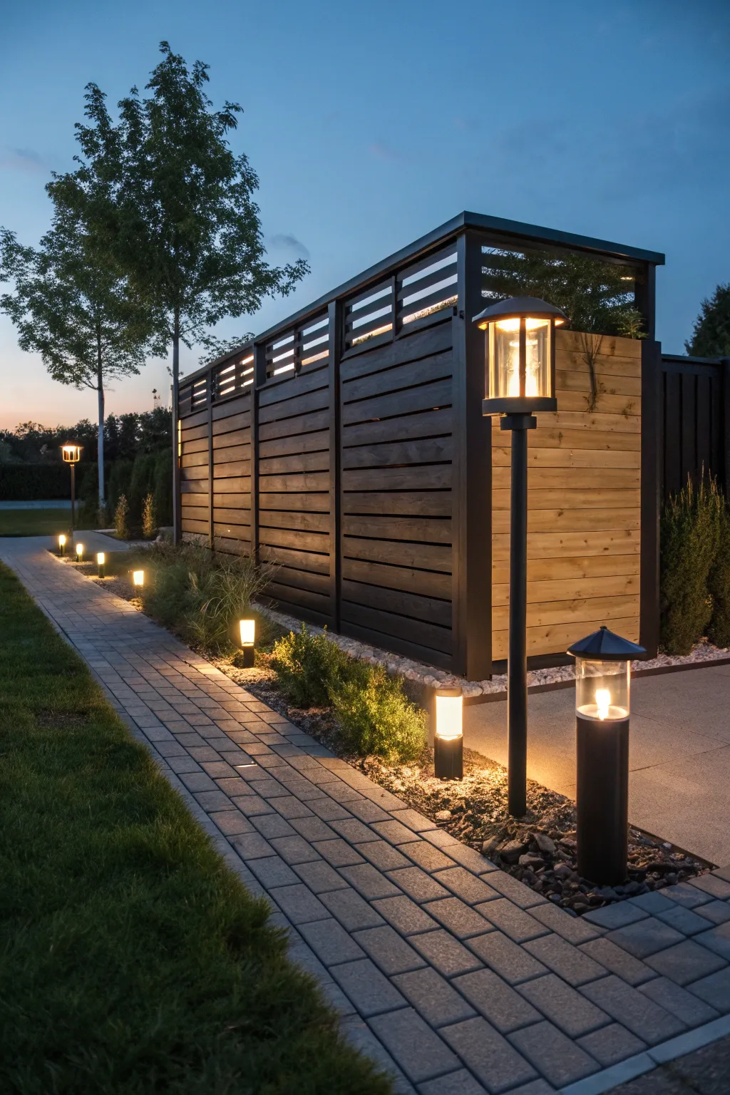 Elevate your outdoor space with eco-friendly solar lighting, transforming your dumpster enclosure into a stunning nighttime feature.