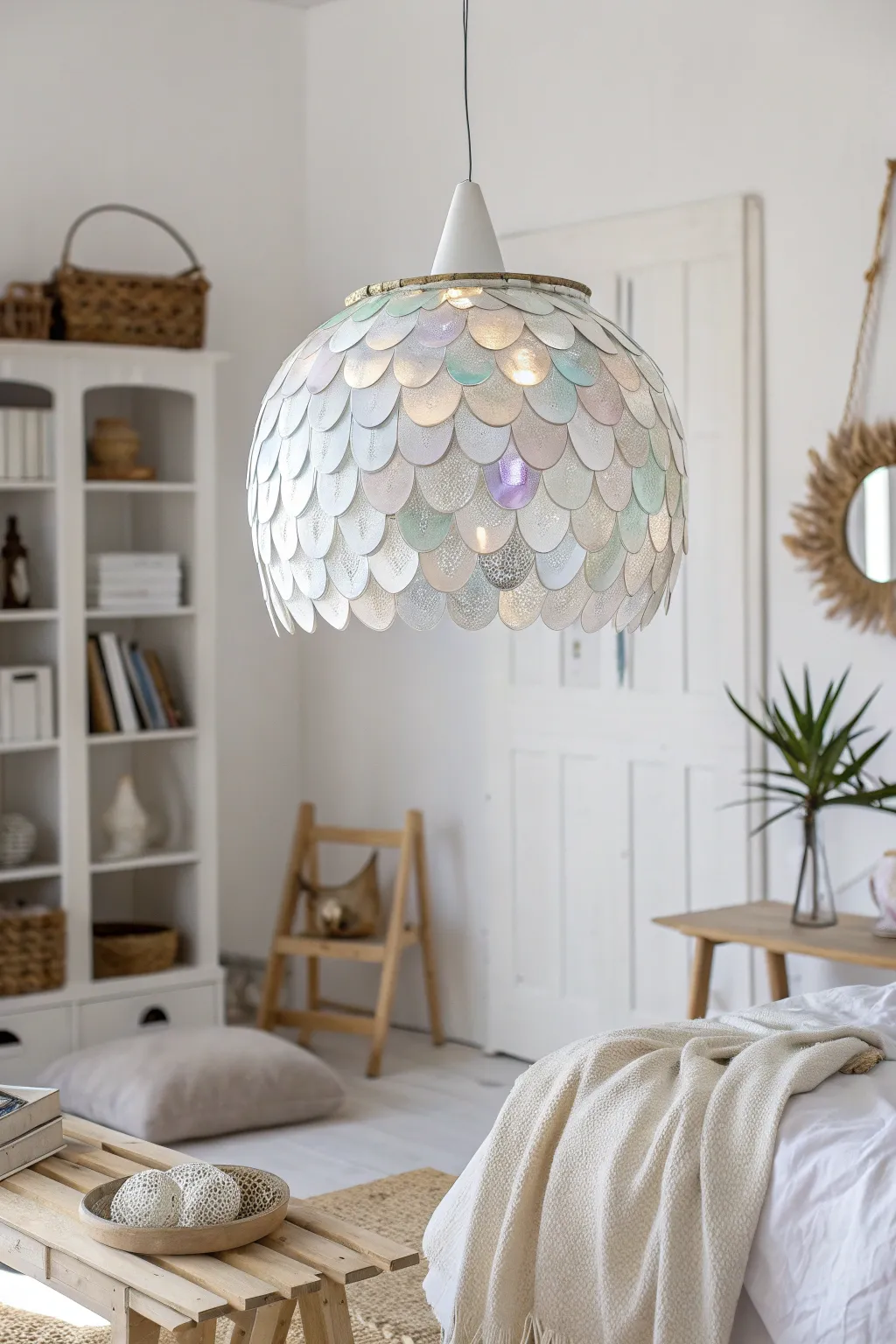 Illuminate your space with a touch of glamour through a shimmering DVD lampshade.