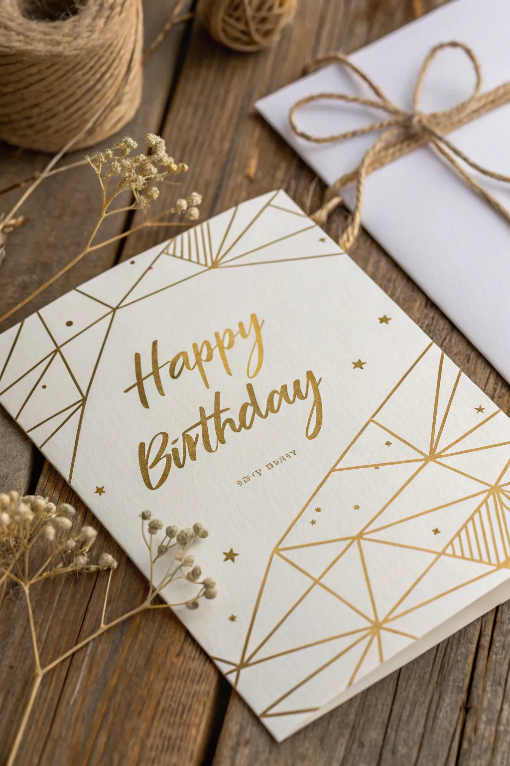 Elevate your birthday wishes with the simple elegance of gold foil accents.