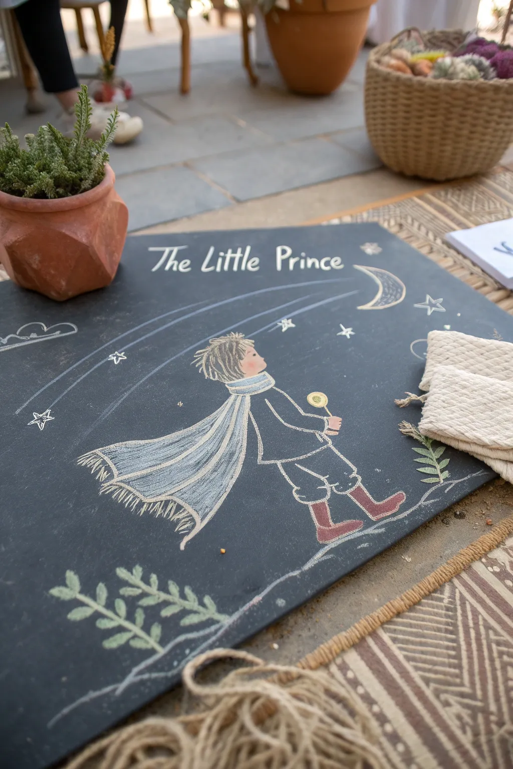 Discover the magic of 'The Little Prince' with this enchanting chalk sketch, where simplicity meets whimsy.
