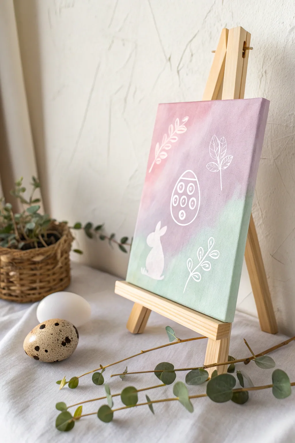 Embrace the soft, dreamy vibes of Easter with a pastel wash canvas—simple elegance meets festive creativity.