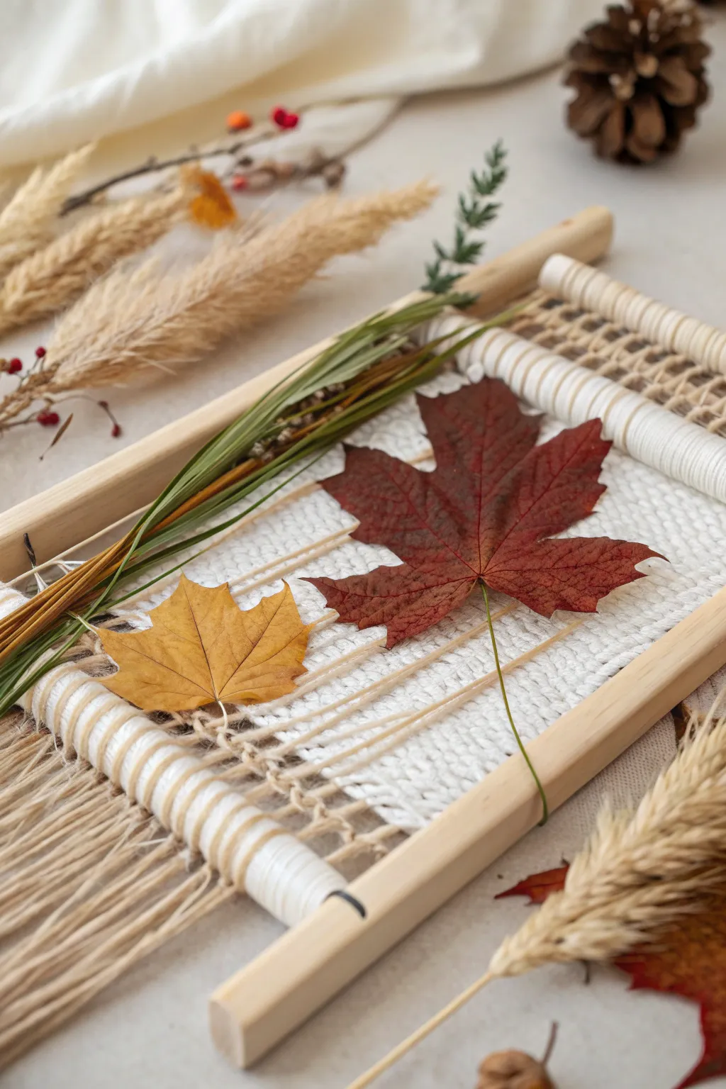 Embrace the beauty of fall with nature weaving—an artful blend of simplicity and nature's charm.