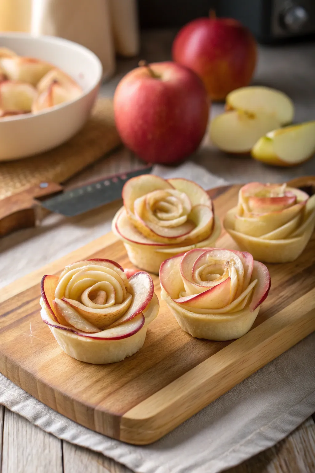 Apple slice roses that add a touch of elegance to any display.