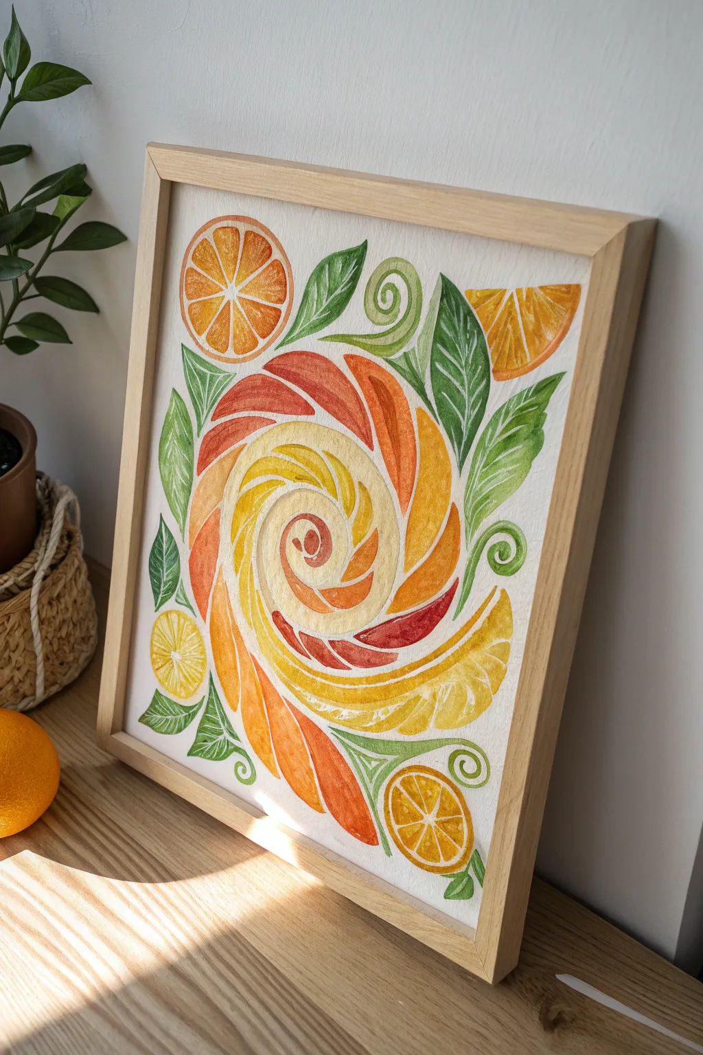 Add a splash of zest to your space with this Citrus Swirl masterpiece, where simplicity meets vibrant elegance.