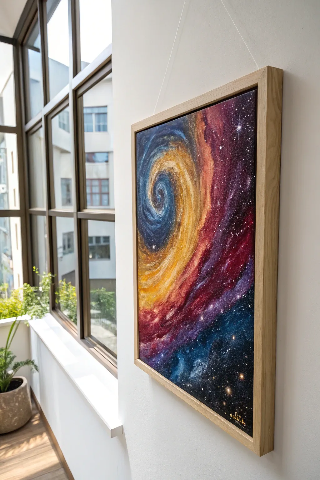Embrace the cosmic wonders with this abstract masterpiece, a perfect blend of bold colors and minimalist charm.