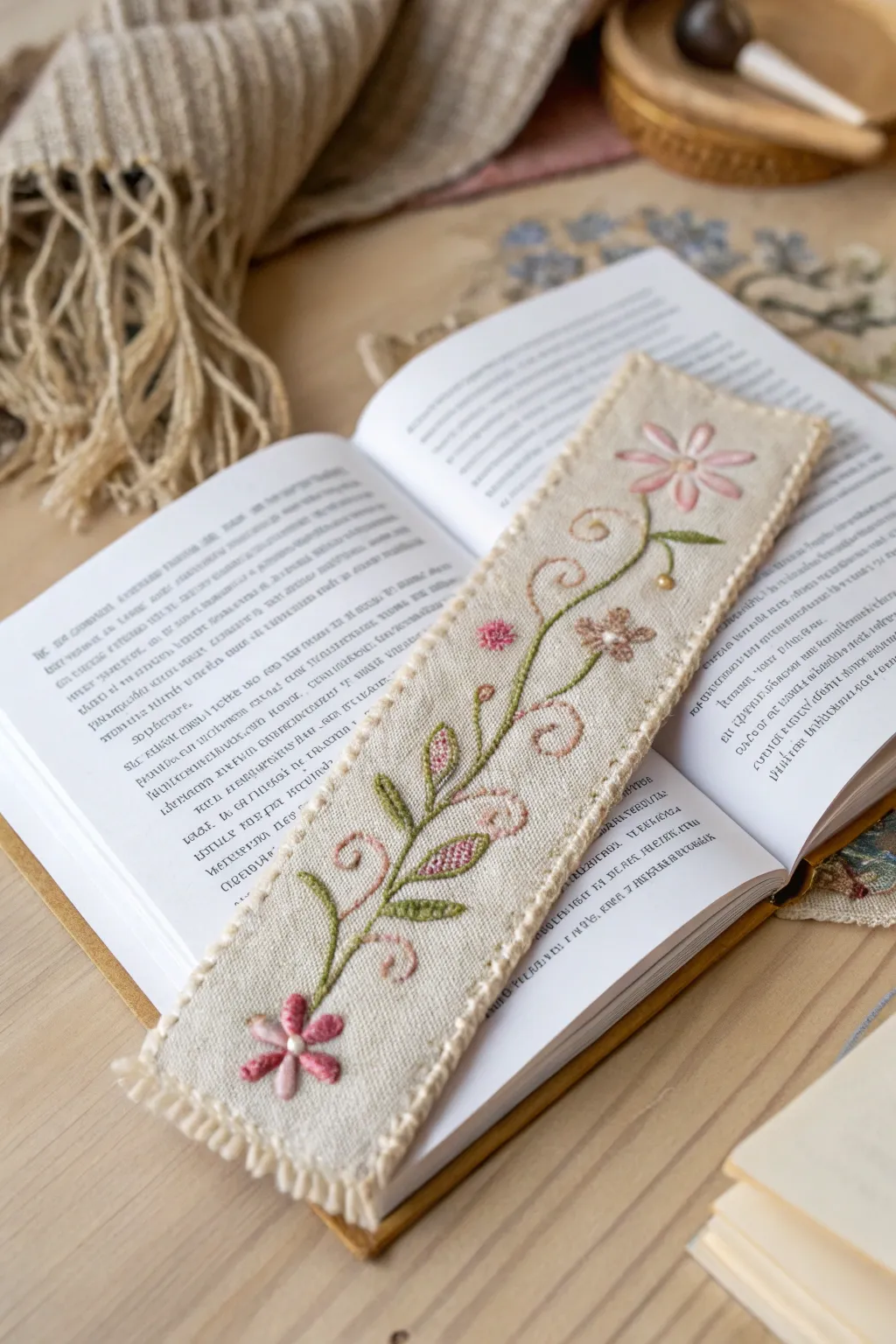 Add a touch of handcrafted charm to your favorite reads with these delightful fabric bookmarks.