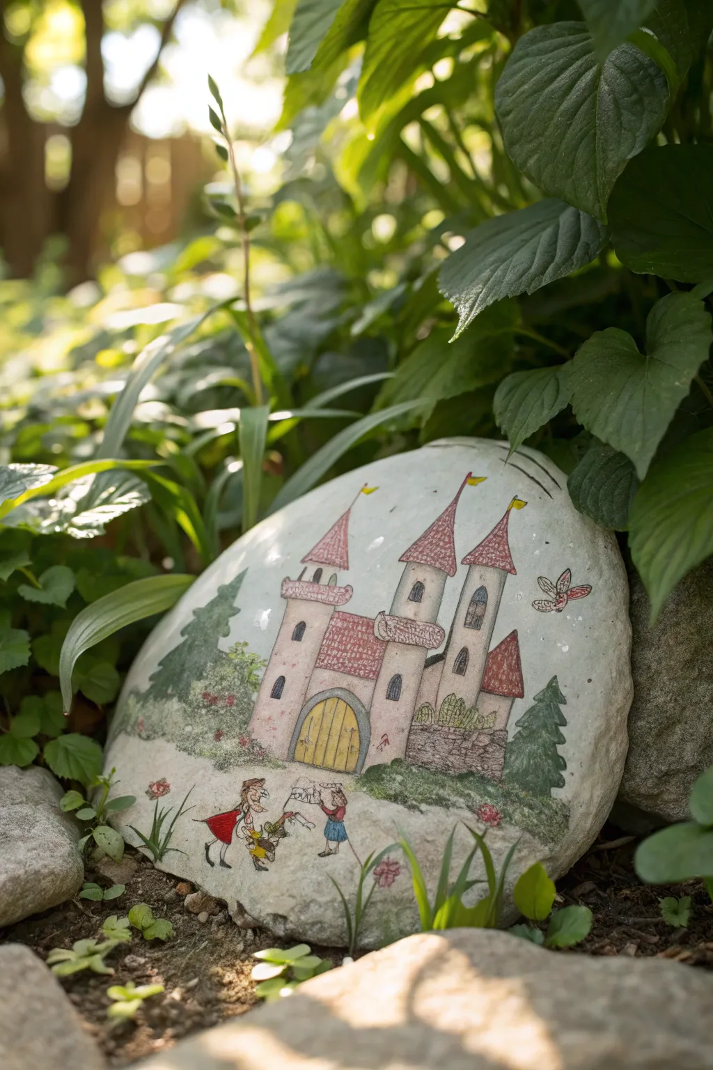 Transform your garden into a fantasy realm with enchanting painted stepping stones.