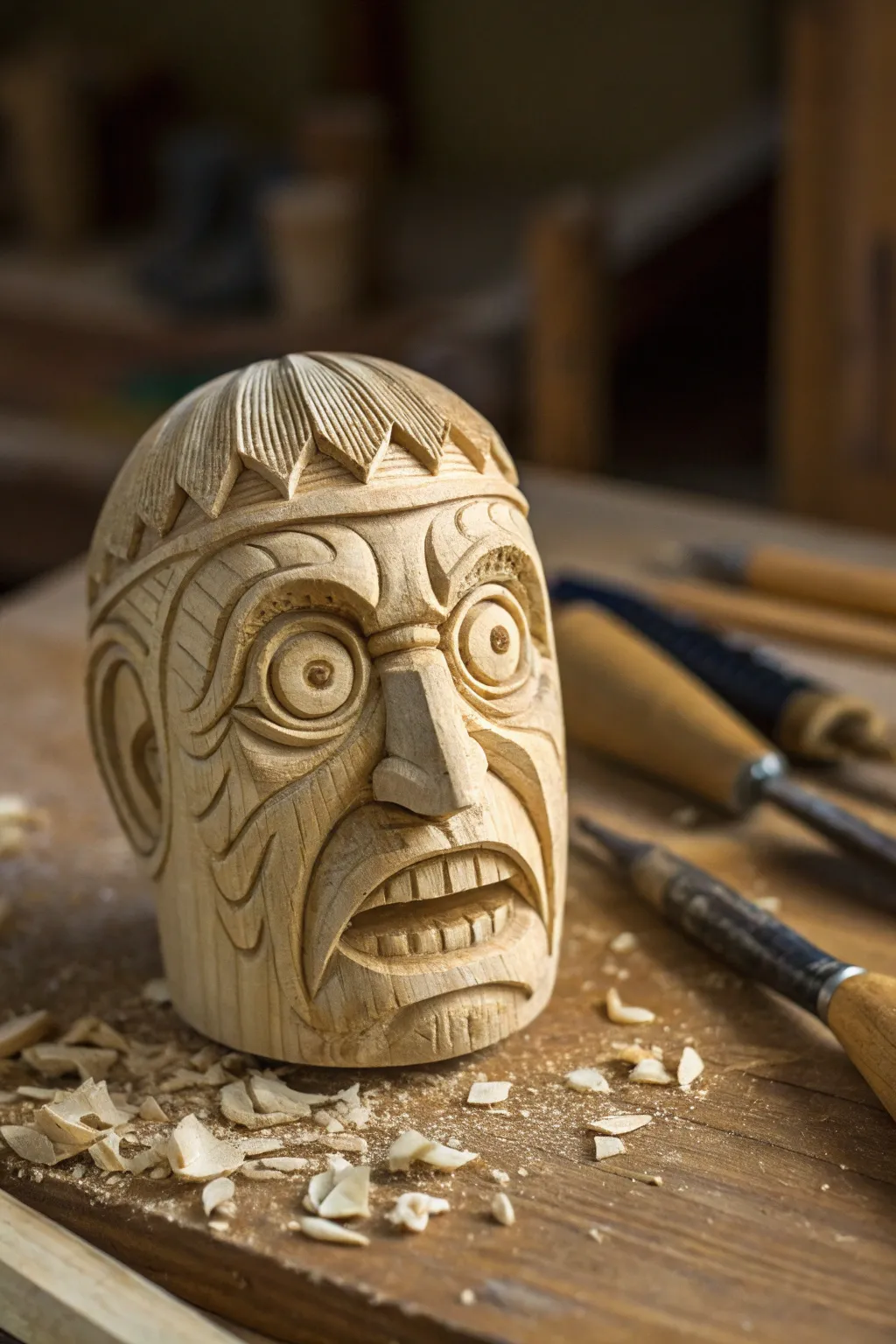 Discover the art of whittling with these tiny wooden expressions.