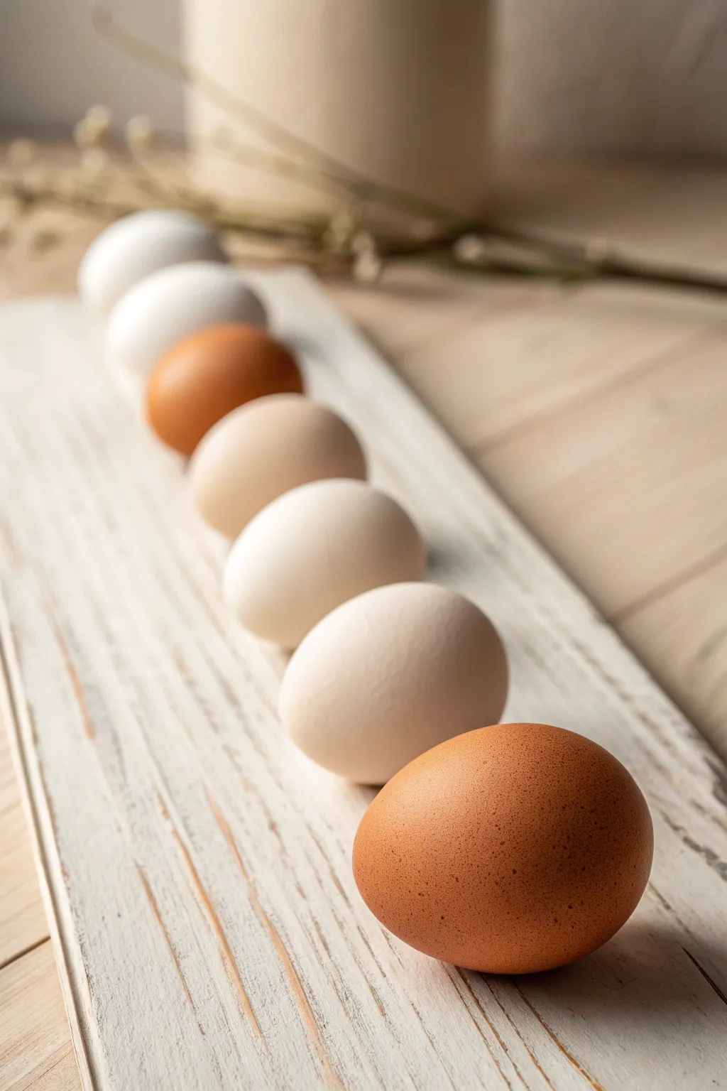 Embrace the beauty of simplicity with this perfectly aligned row of eggs, a minimalist delight for the eyes.