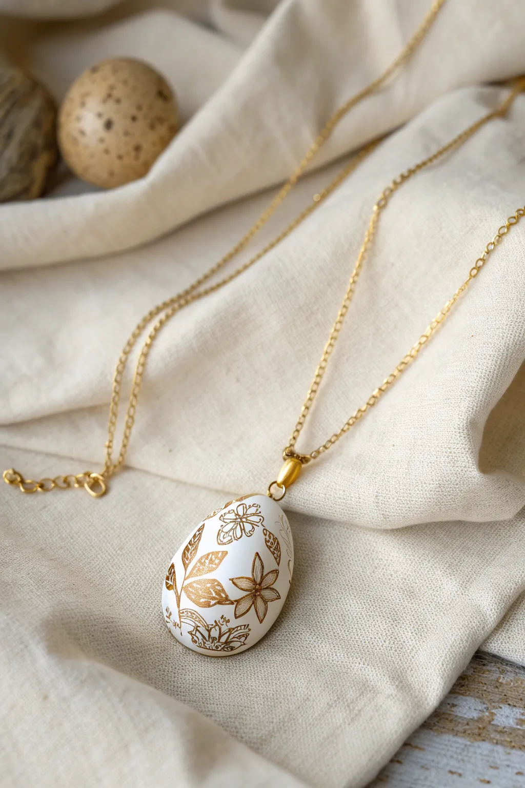 Wearable Art: Embrace elegance with this handcrafted eggshell pendant, where simplicity meets natural beauty.