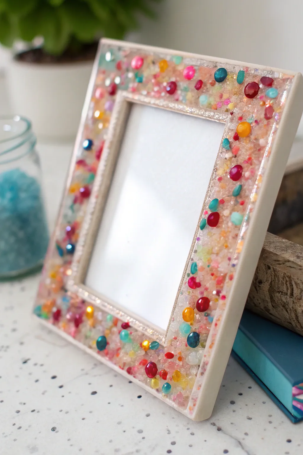 Add a colorful touch to your space with this stunning epoxy resin picture frame, perfect for showcasing your favorite memories.