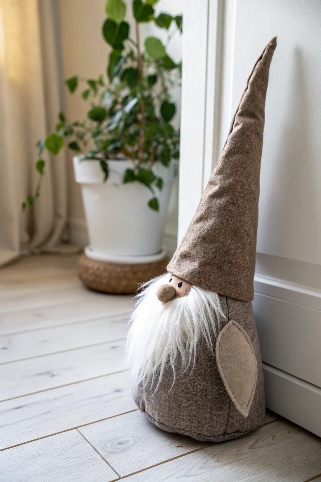 Charming and functional: A fabric gnome doorstop that adds a whimsical touch to your home.
