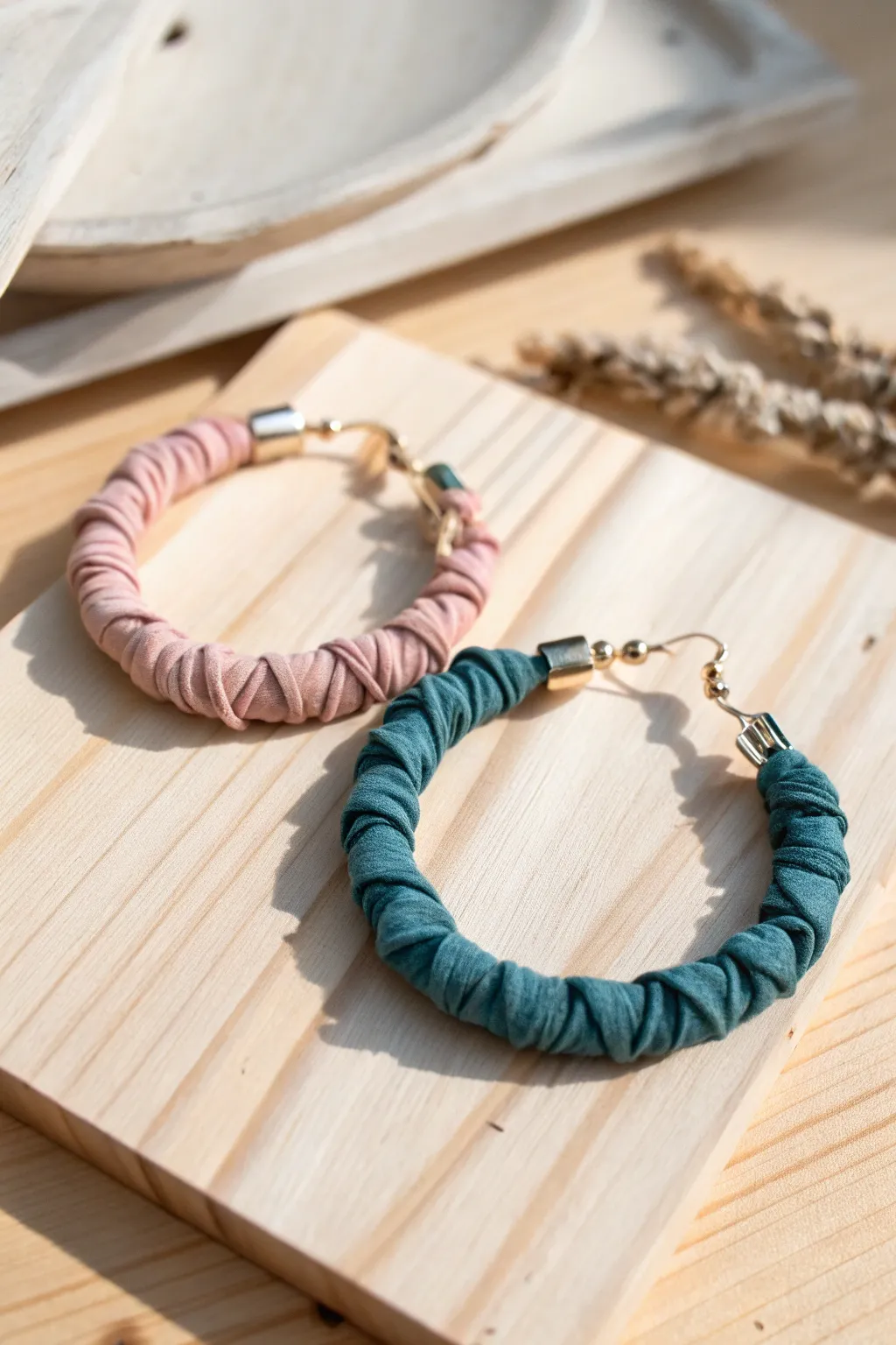 Elevate your style with these Fabric Wrapped Hoops, where minimalism meets Boho charm.