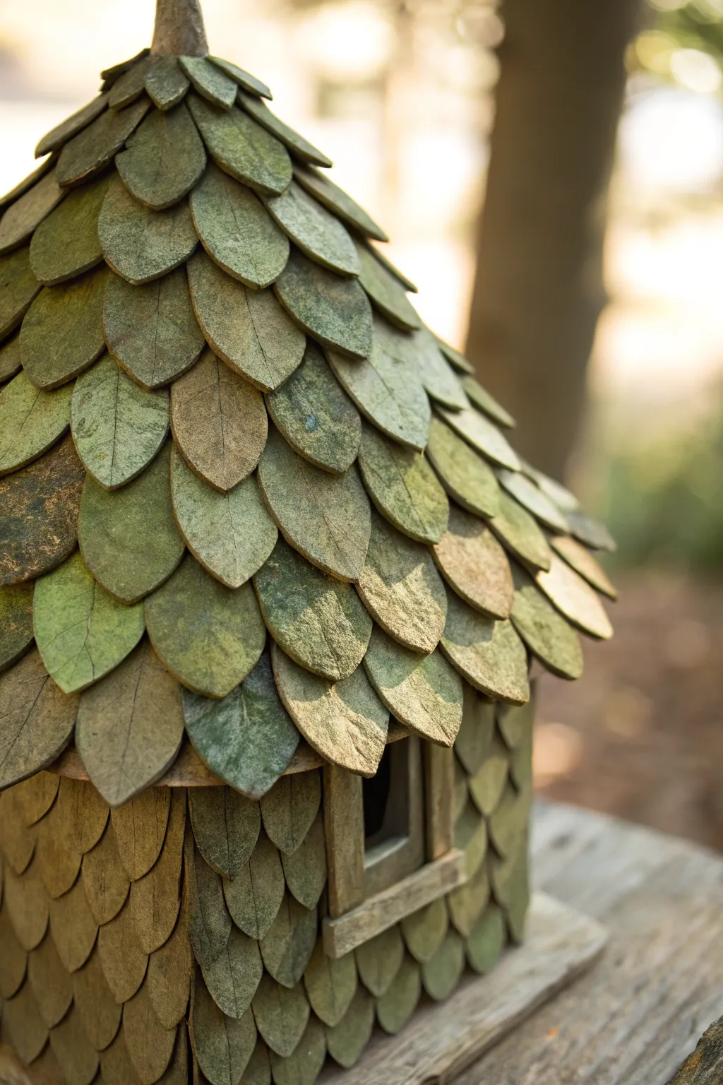 Discover the enchanting beauty of leafy shingles, perfect for crafting your own fairy home.