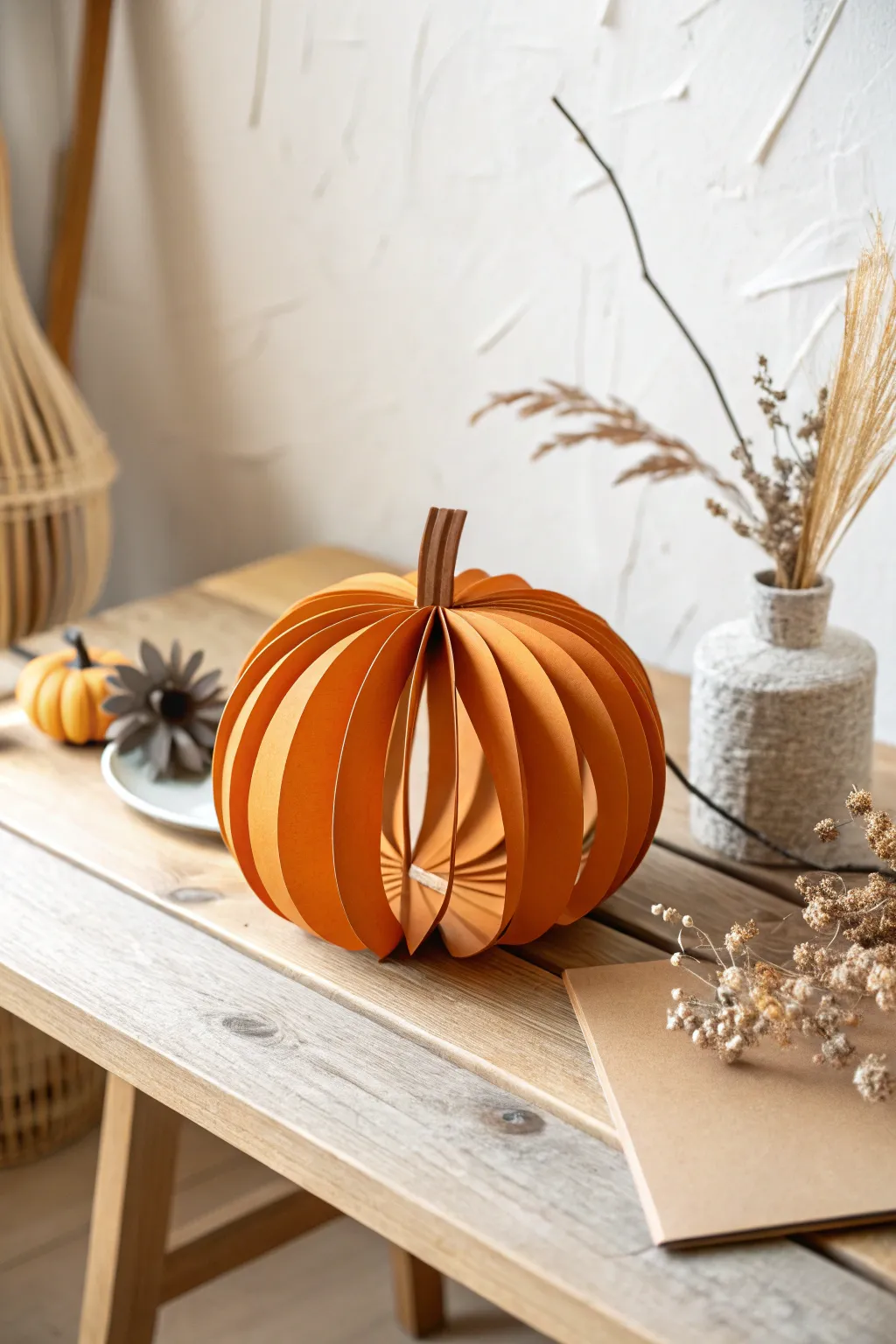 Crafted with care: A charming 3D paper pumpkin to celebrate the season's simplicity and beauty.
