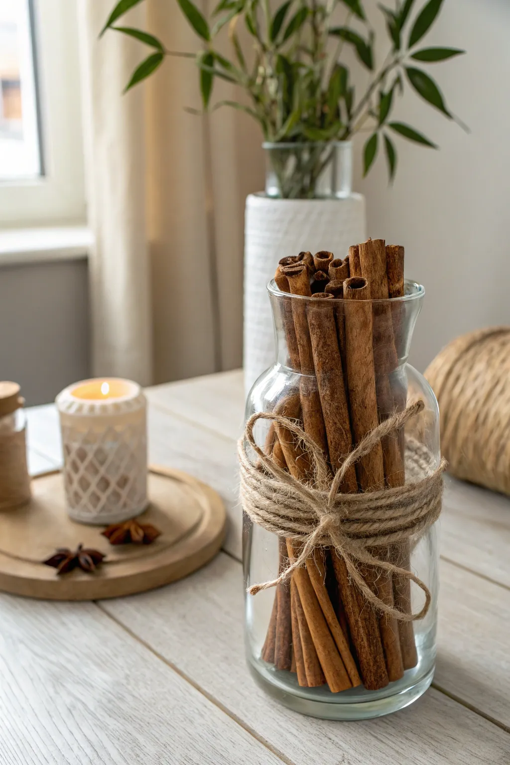 Embrace the warmth of fall with this simple and elegant cinnamon stick vase. Perfect for adding a touch of rustic charm to your home decor!