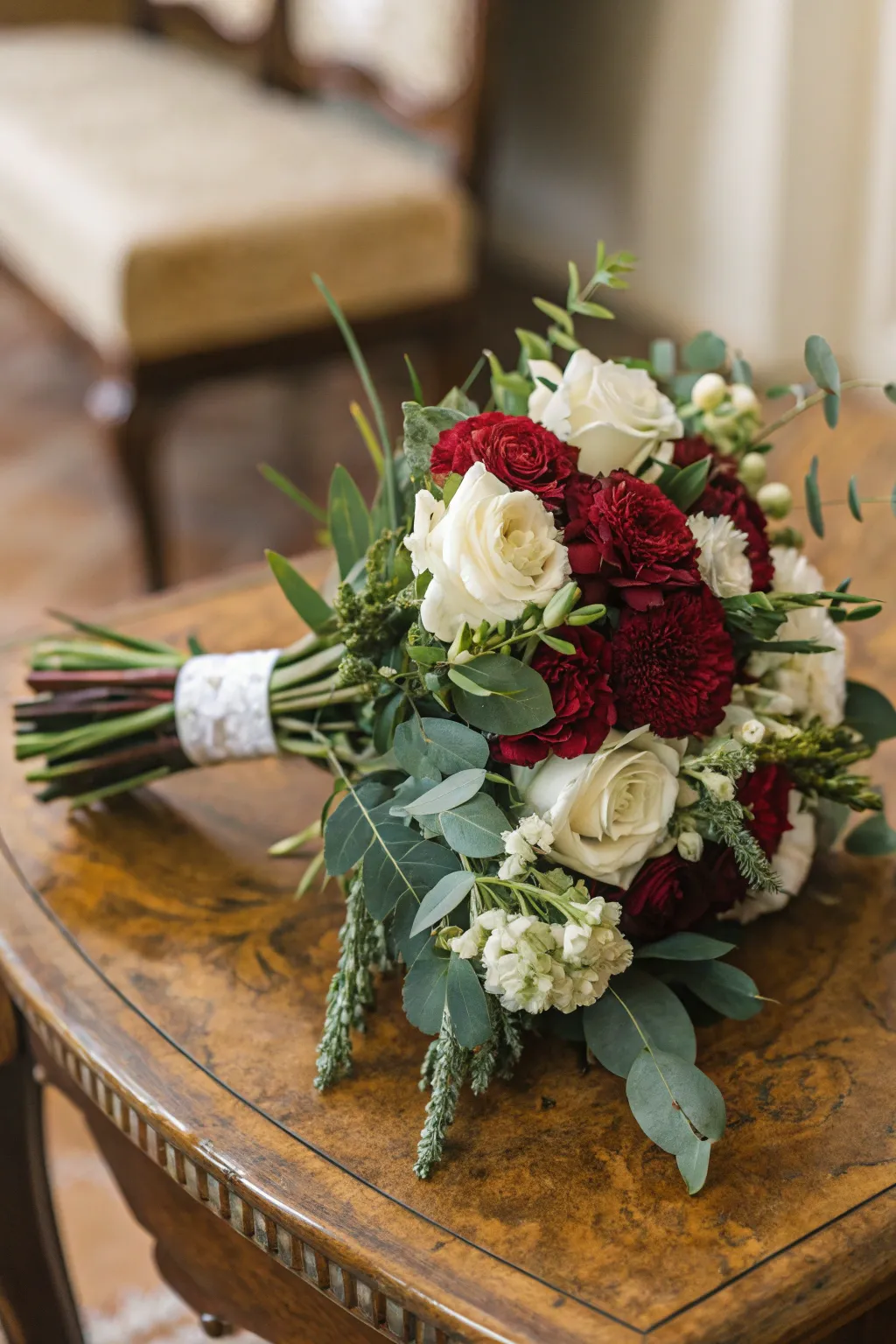 Burgundy carnations are a classic choice that adds depth and richness.