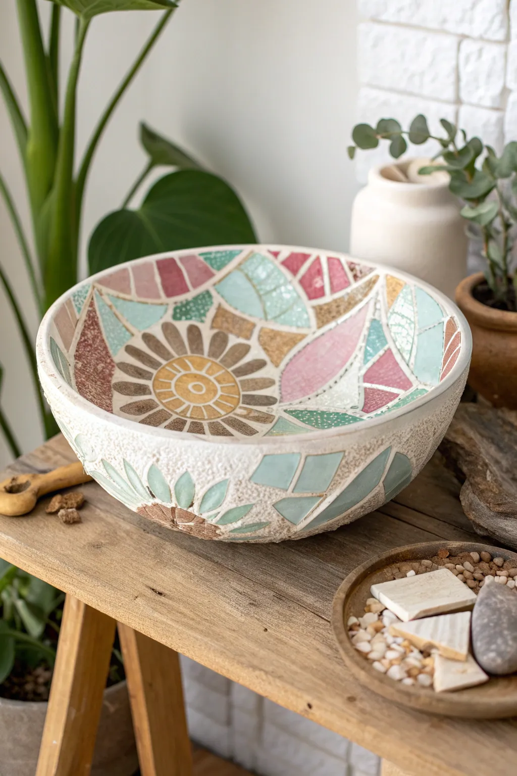Transform broken pieces into a stunning mosaic masterpiece, blending simplicity with natural beauty.