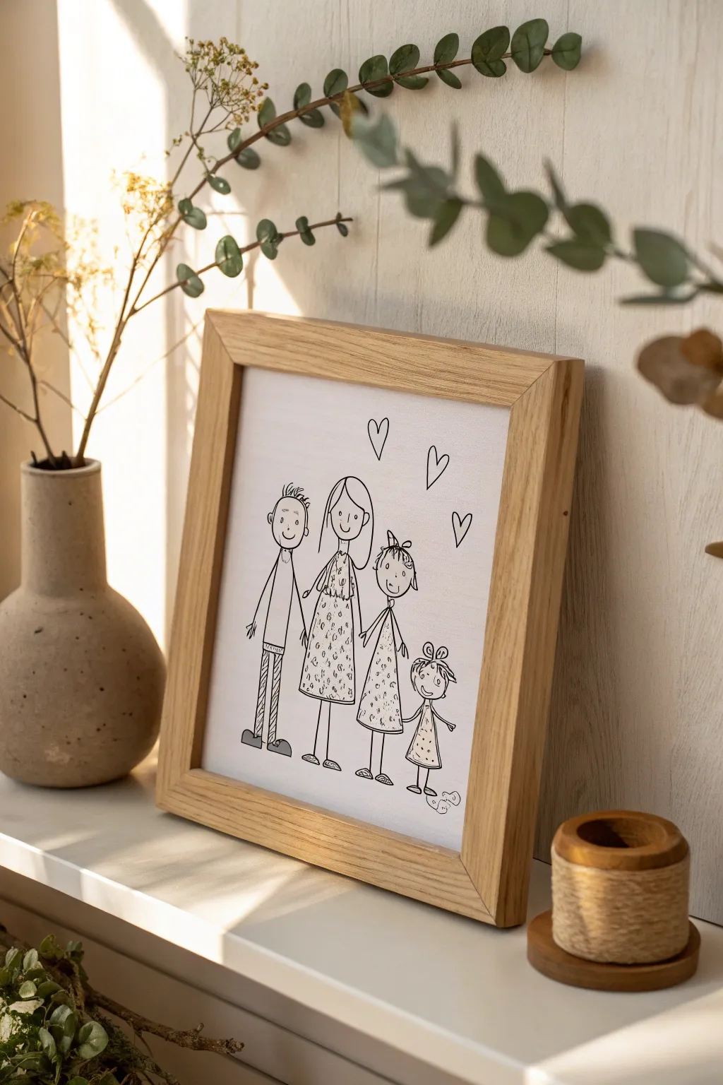 Capture the essence of family with a charming stick figure portrait—simple, personal, and full of heart.
