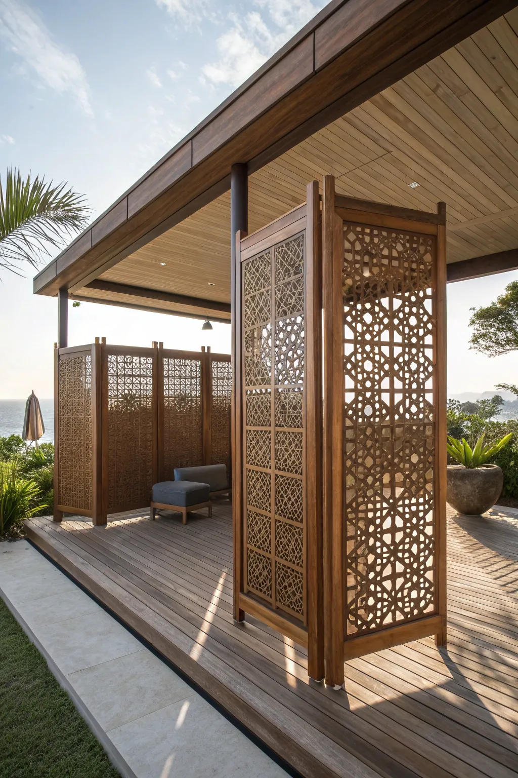 Elevate your porch with stylish privacy screens that blend design and intimacy effortlessly.
