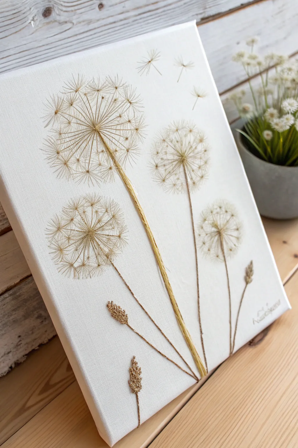 Unleash your creativity with the effortless elegance of straw-painted dandelions. #DandelionDreams #ScandiBohoStyle