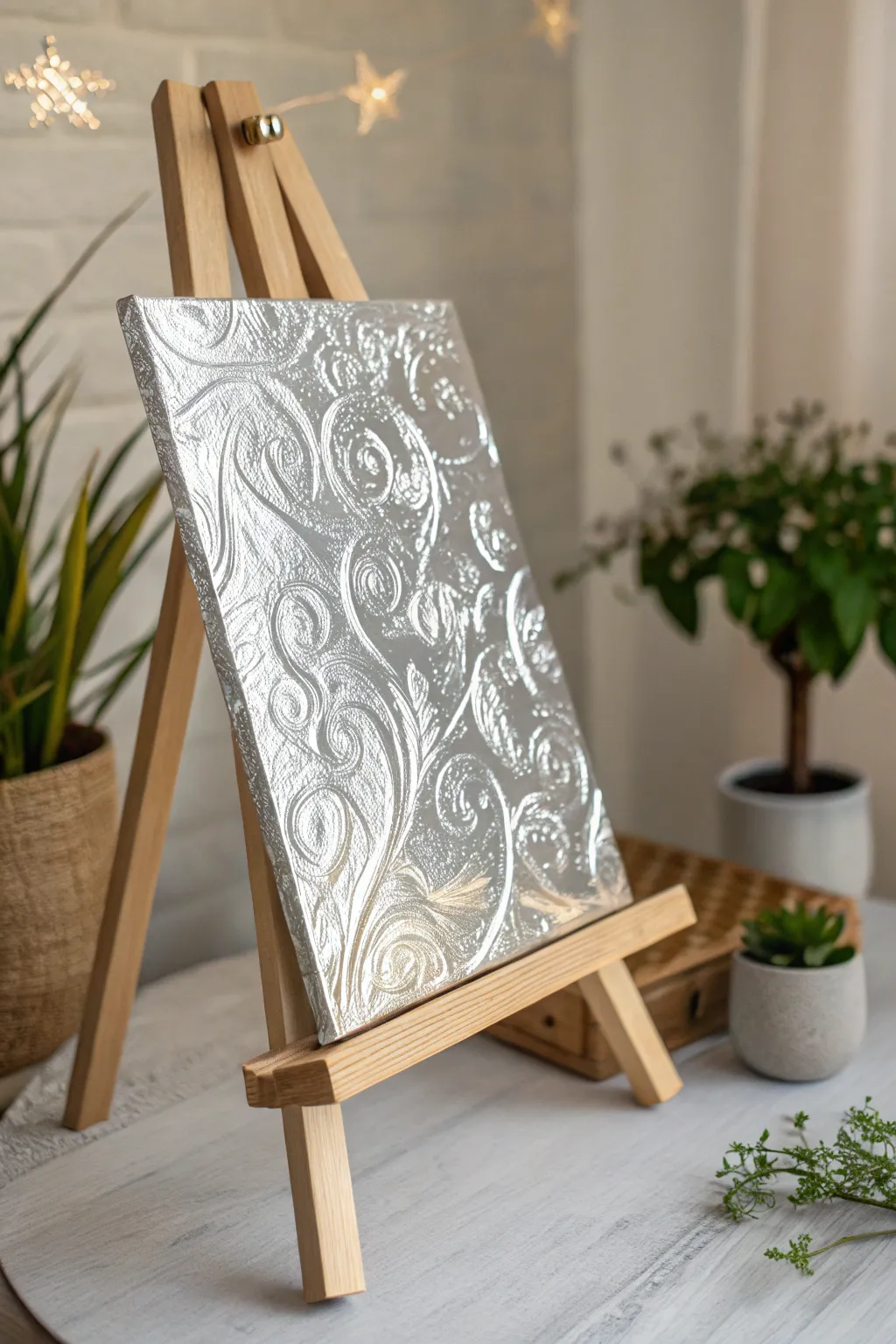 Transform your doodles into stunning foil art and elevate your creative space with shimmering simplicity.