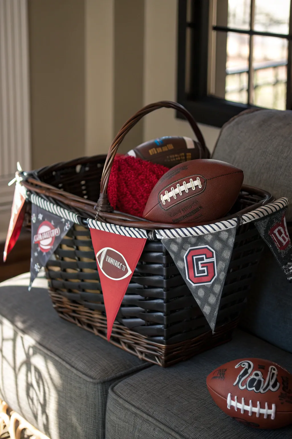 Elevate your football decor with a bold team pennant garland.