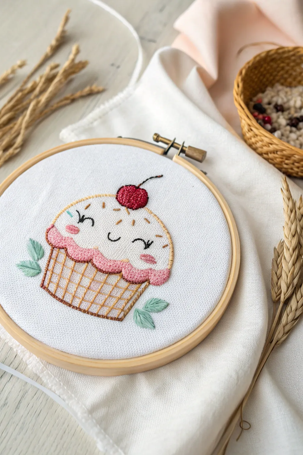 Stitch sweetness into every day with this adorable kawaii cupcake cross-stitch pattern!