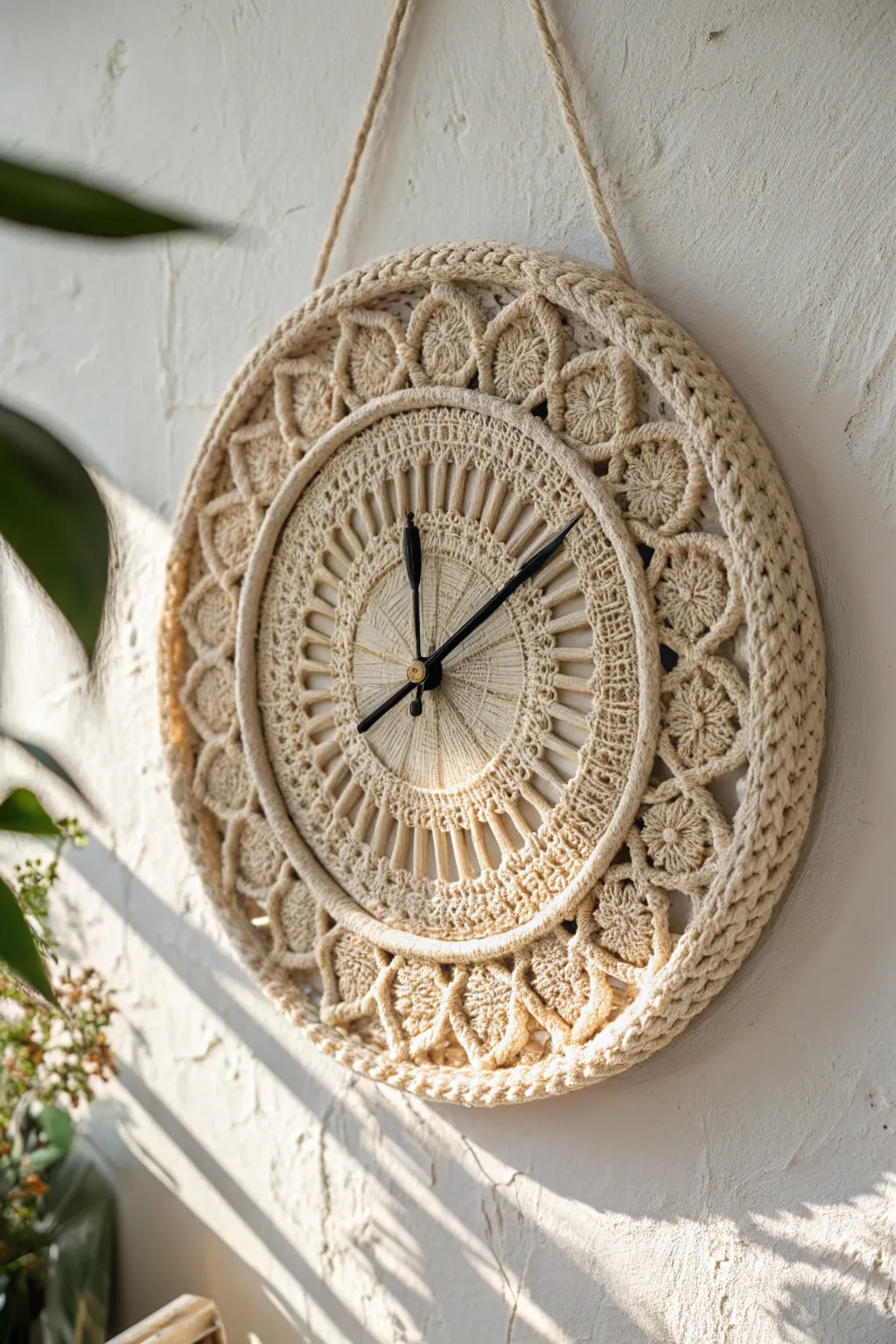 Time meets art in this stunning minimalist crochet clock, perfect for adding a touch of elegance to any room.