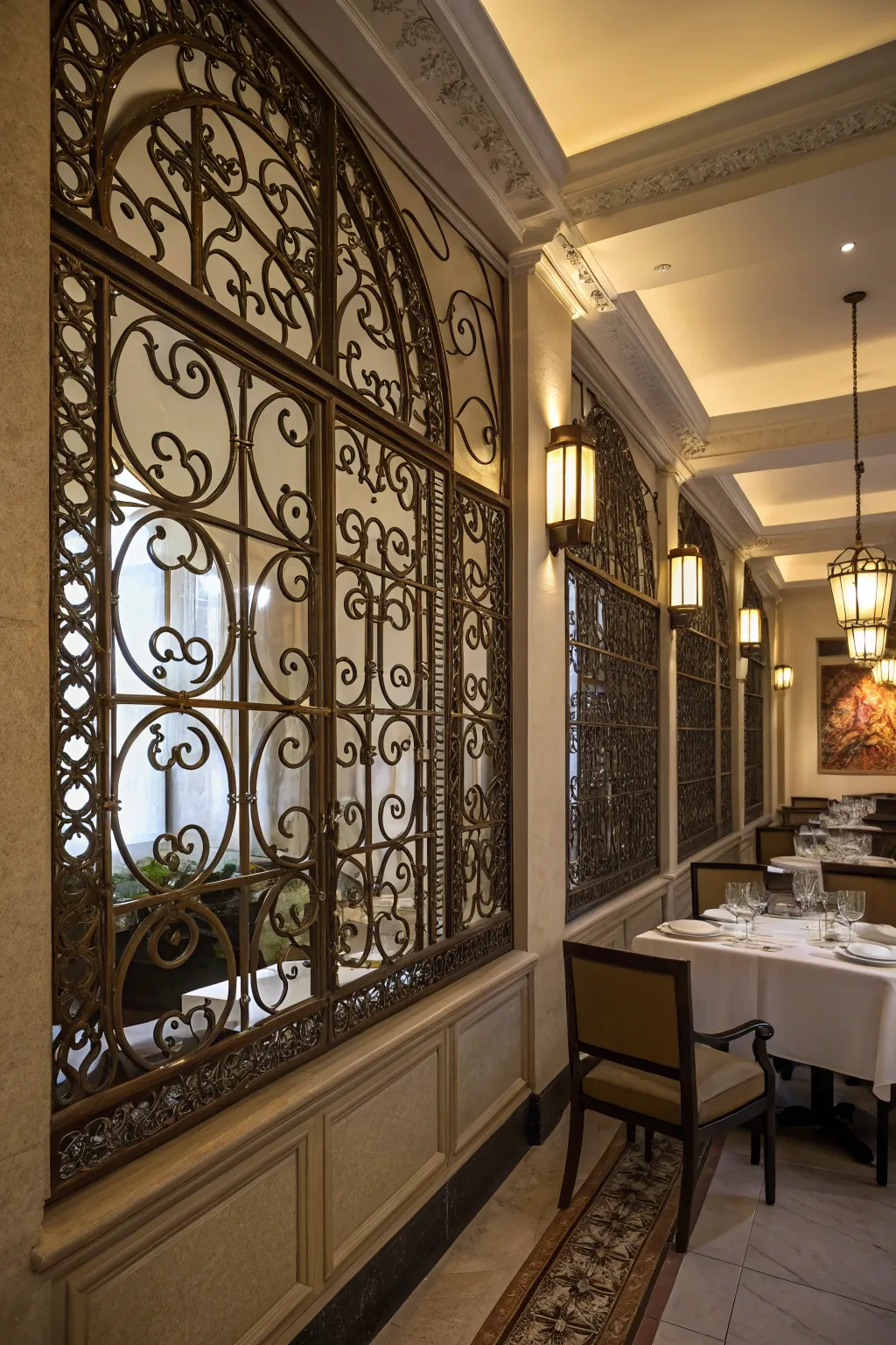 Decorative ironwork adds timeless elegance.