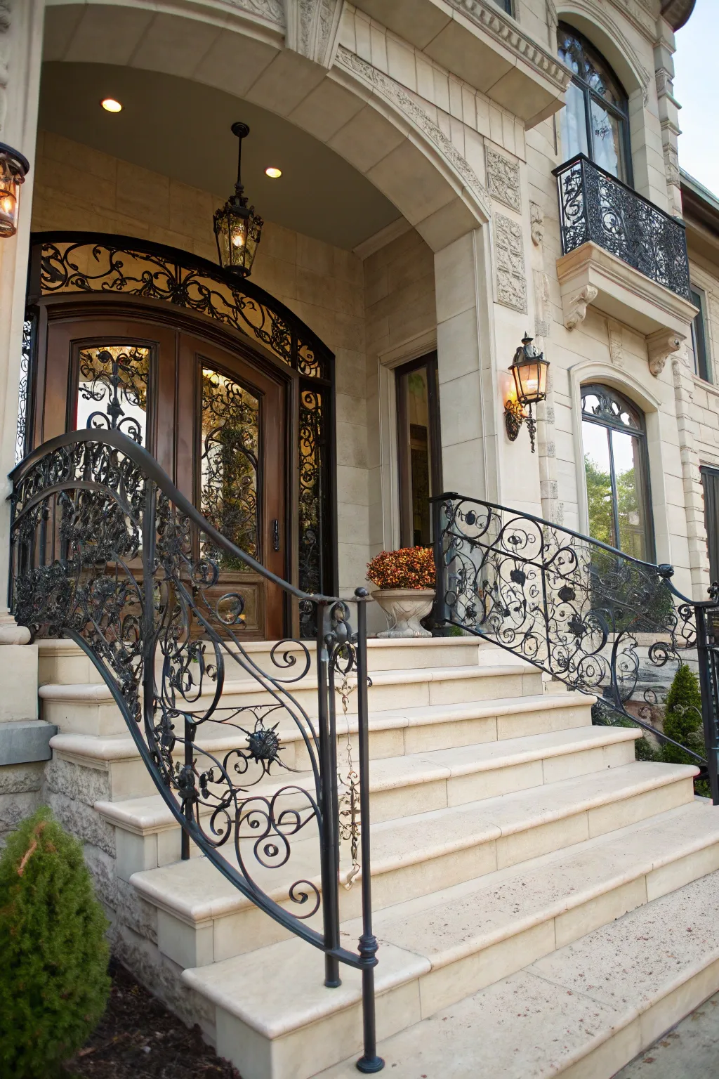 Intricate wrought iron railings for personal flair.
