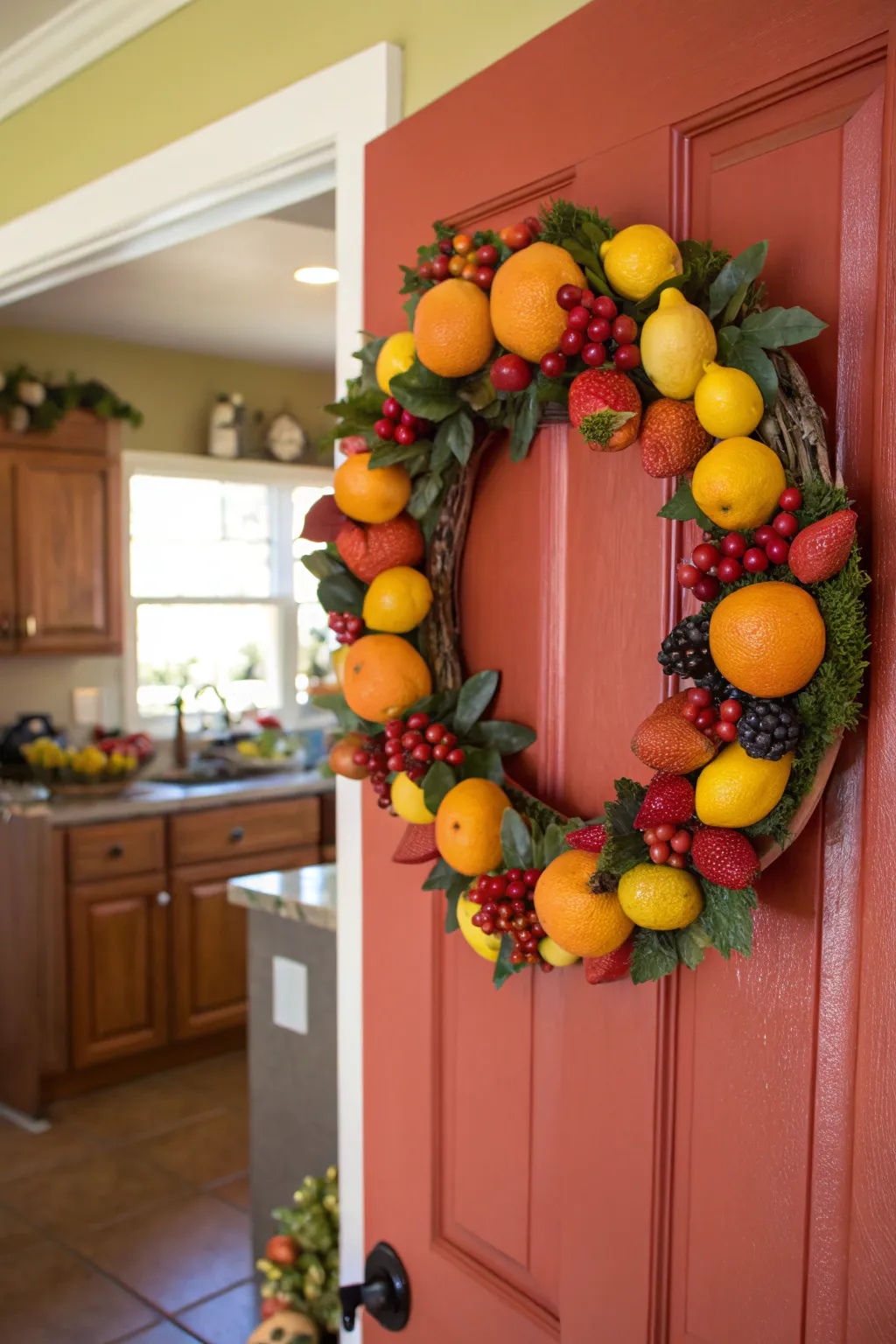 A fruity twist on traditional wreath decor.
