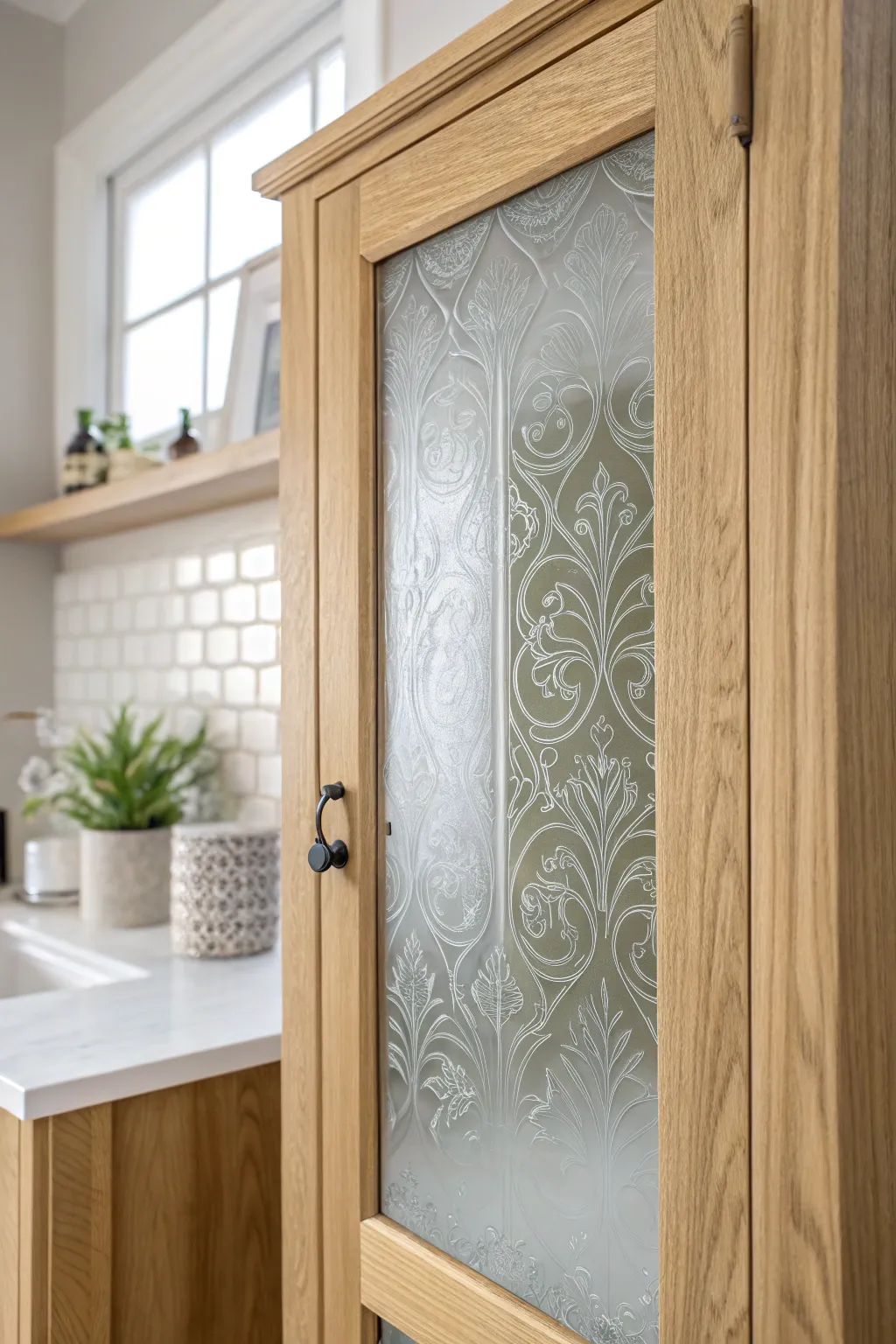 Transform your space with the elegance of frosted glass inserts for a chic and private touch.