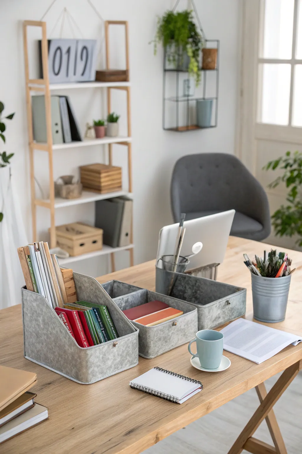 Stay organized with chic galvanized office decor.