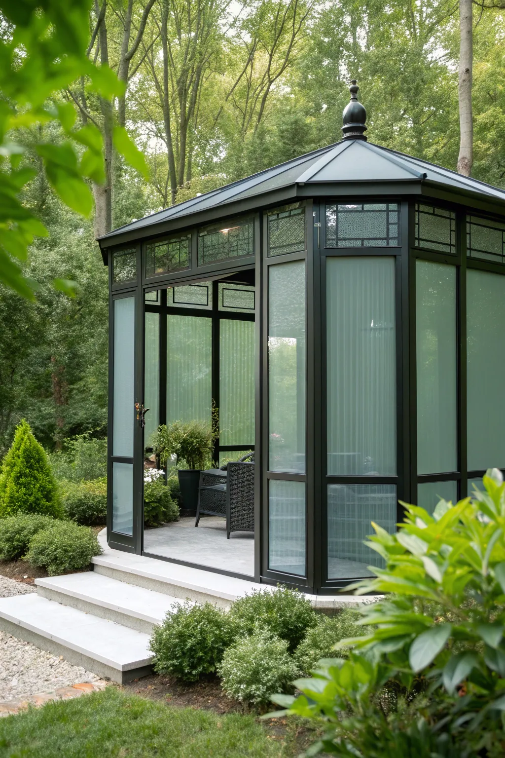 Elevate your outdoor space with the sophisticated charm of tinted glass privacy panels.