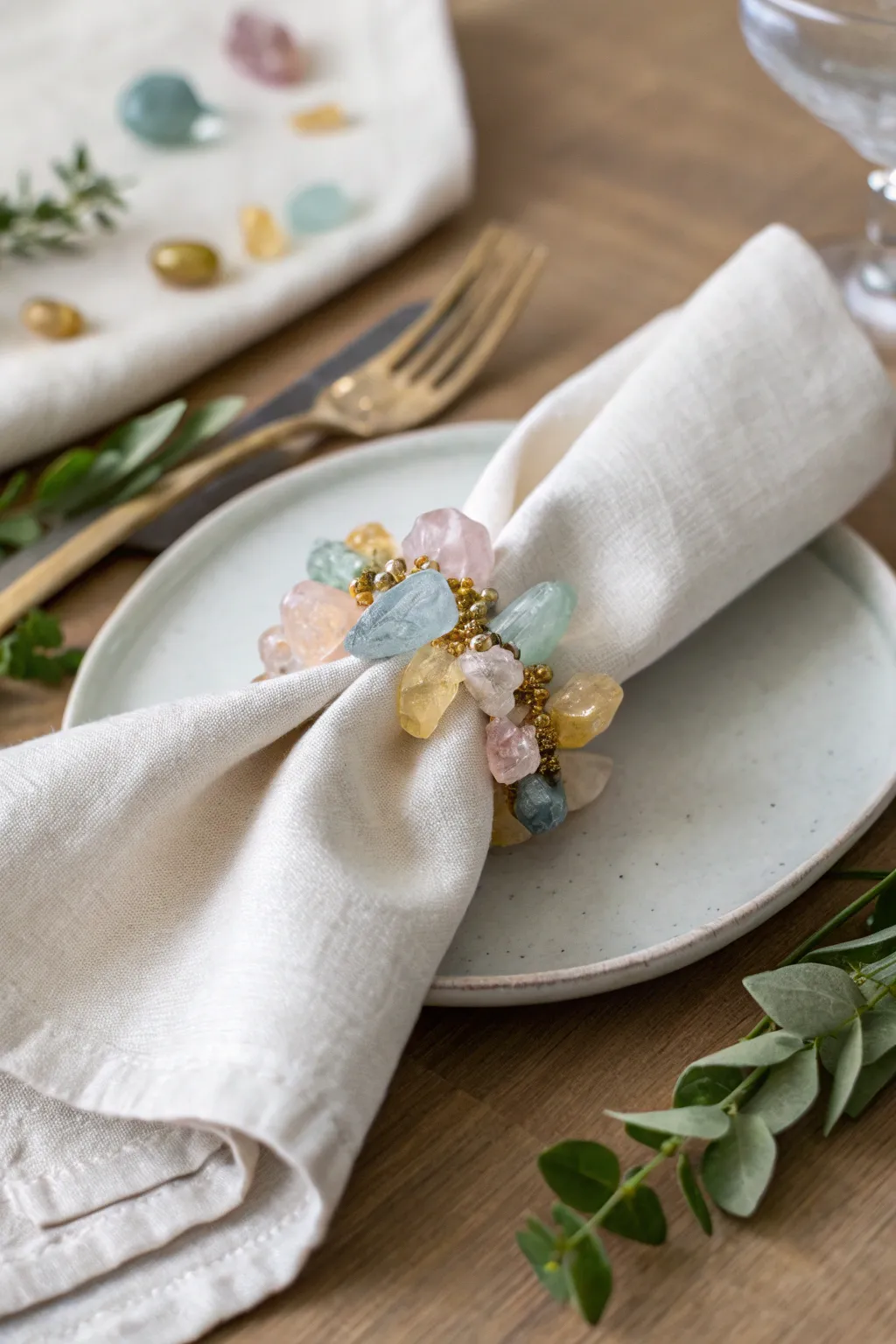 Elevate your dining experience with gemstone chip napkin rings—a touch of elegance and natural beauty for your table.