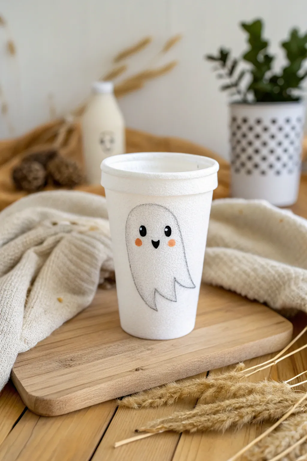 Embrace the charm of simplicity with these delightful Foam Cup Ghosts, perfect for a touch of whimsy in your outdoor decor.