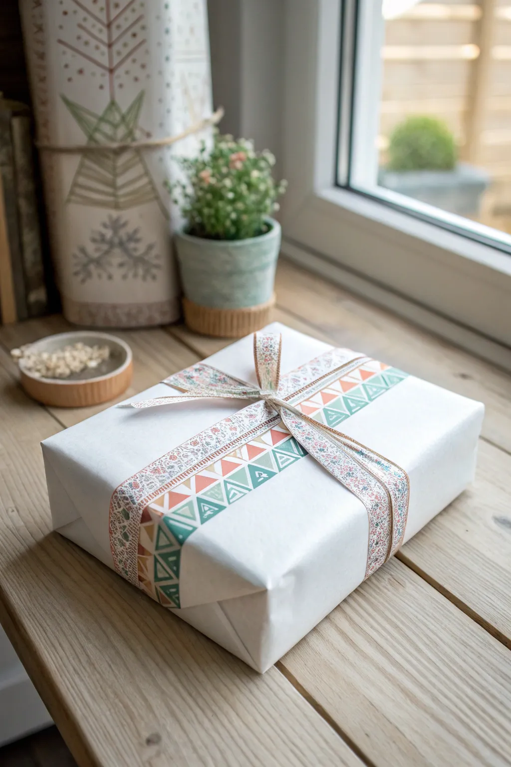 Add a splash of creativity to your gift wrapping with washi tape wonders. Embrace simplicity and elegance!
